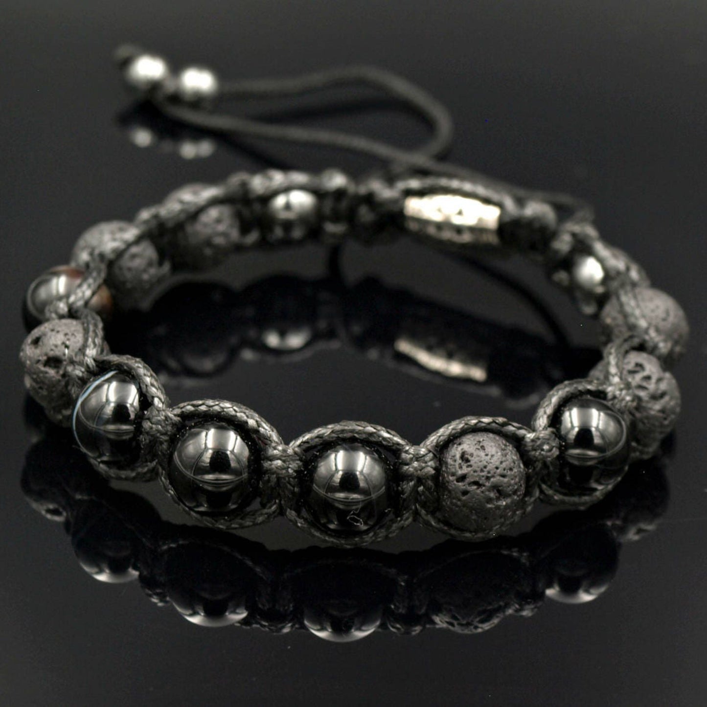 Men's Black Stone Bracelet Gemstone Bracelet Lava Stone Bead Bracelet Macramé Bracelet Agate Bracelet Bead Bracelet Men's Jewellery - Shamballa Bracelet - Mantra Bracelet - Yoga Bracelet - Birthstone Bracelet - Gemstone Bracelet Men - Chakra Bracelet - Macrame Bracelet - Healing Bracelet - Gift for Father - Gift For Men - Valinde