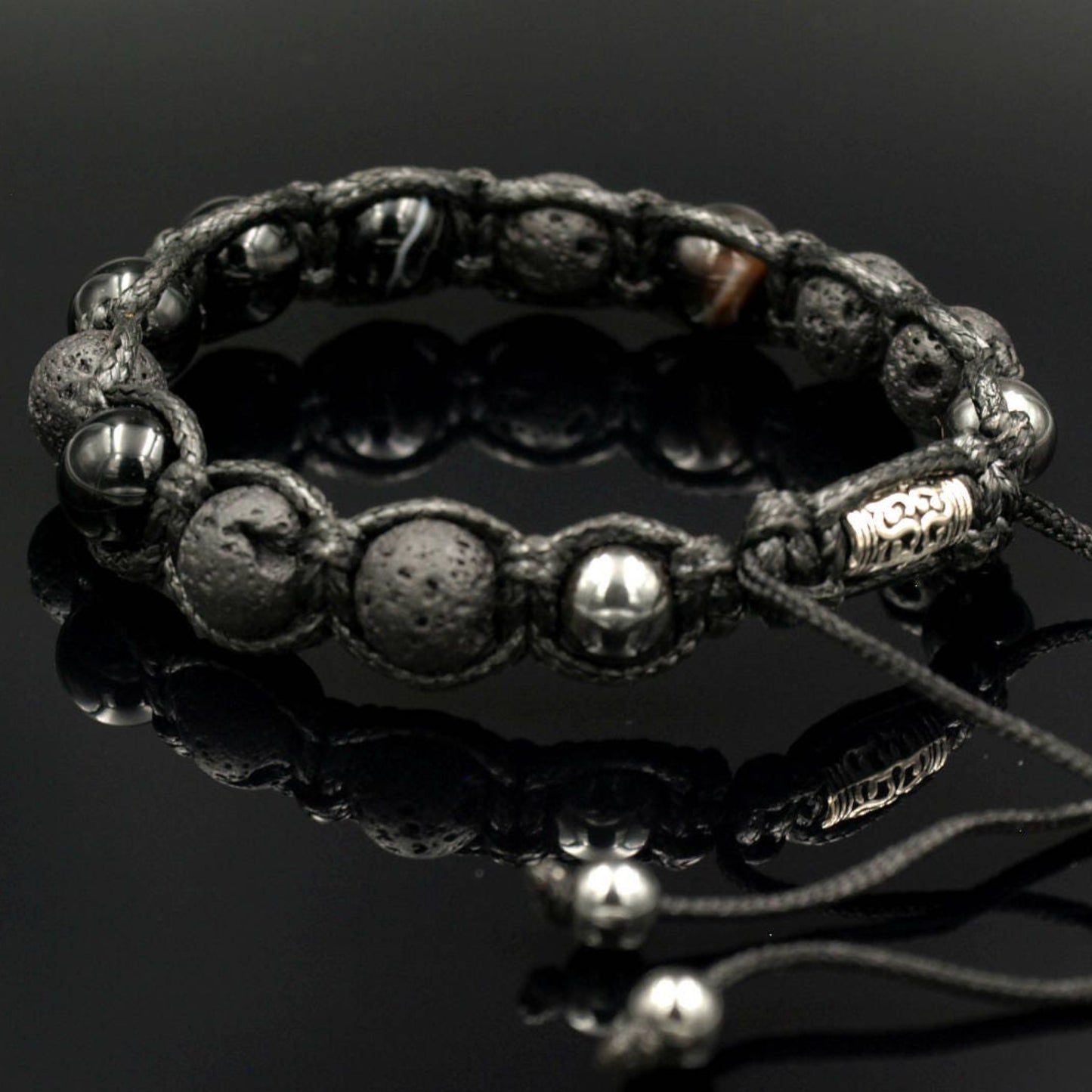 Men's Black Stone Bracelet Gemstone Bracelet Lava Stone Bead Bracelet Macramé Bracelet Agate Bracelet Bead Bracelet Men's Jewellery - Shamballa Bracelet - Mantra Bracelet - Yoga Bracelet - Birthstone Bracelet - Gemstone Bracelet Men - Chakra Bracelet - Macrame Bracelet - Healing Bracelet - Gift for Father - Gift For Men - Valinde