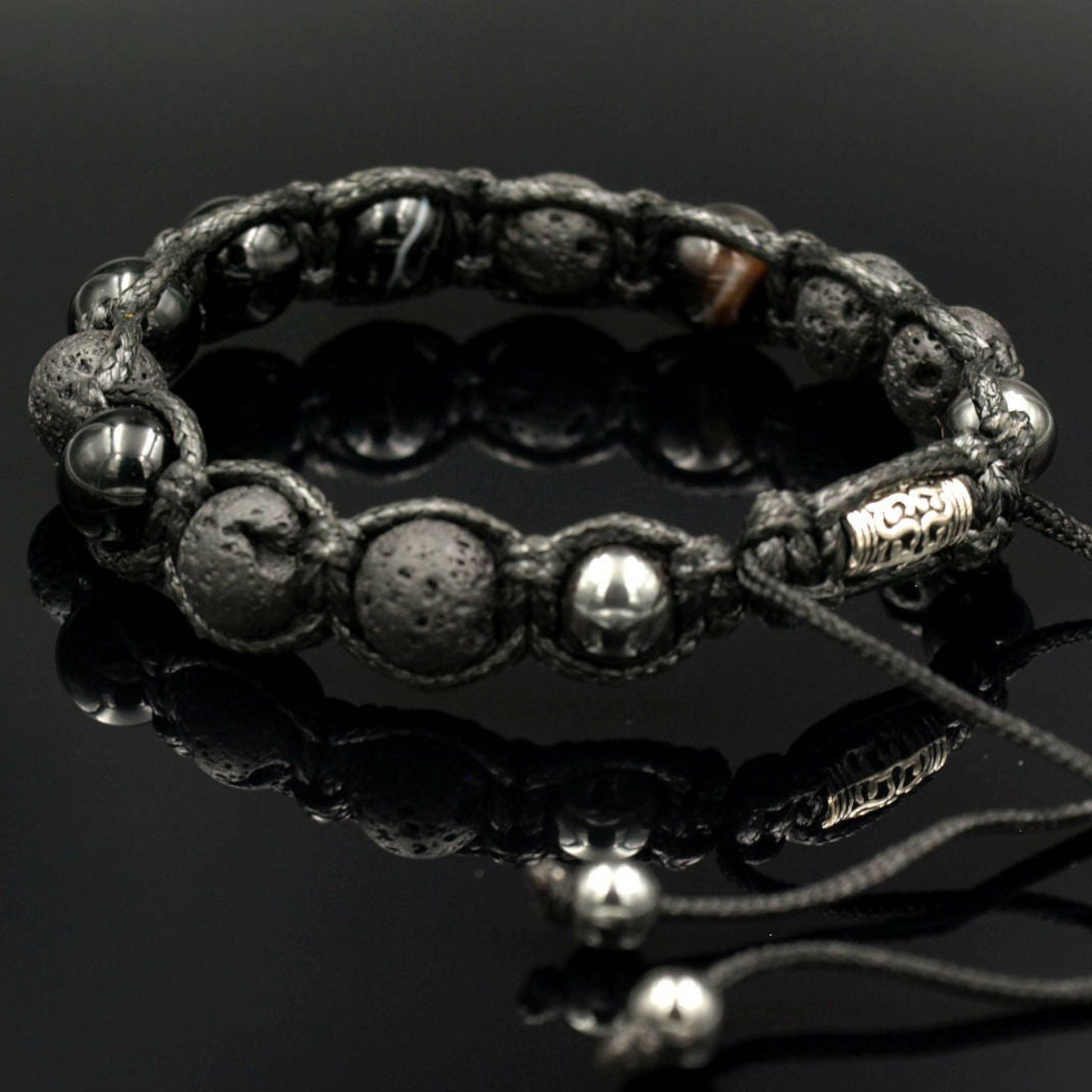 Men's Black Stone Bracelet Gemstone Bracelet Lava Stone Bead Bracelet Macramé Bracelet Agate Bracelet Bead Bracelet Men's Jewellery - Shamballa Bracelet - Mantra Bracelet  -  Yoga Bracelet -  Birthstone Bracelet - Gemstone Bracelet Men - Chakra Bracelet - Macrame Bracelet - Healing Bracelet - Gift for Father - Gift For Men - Valinde