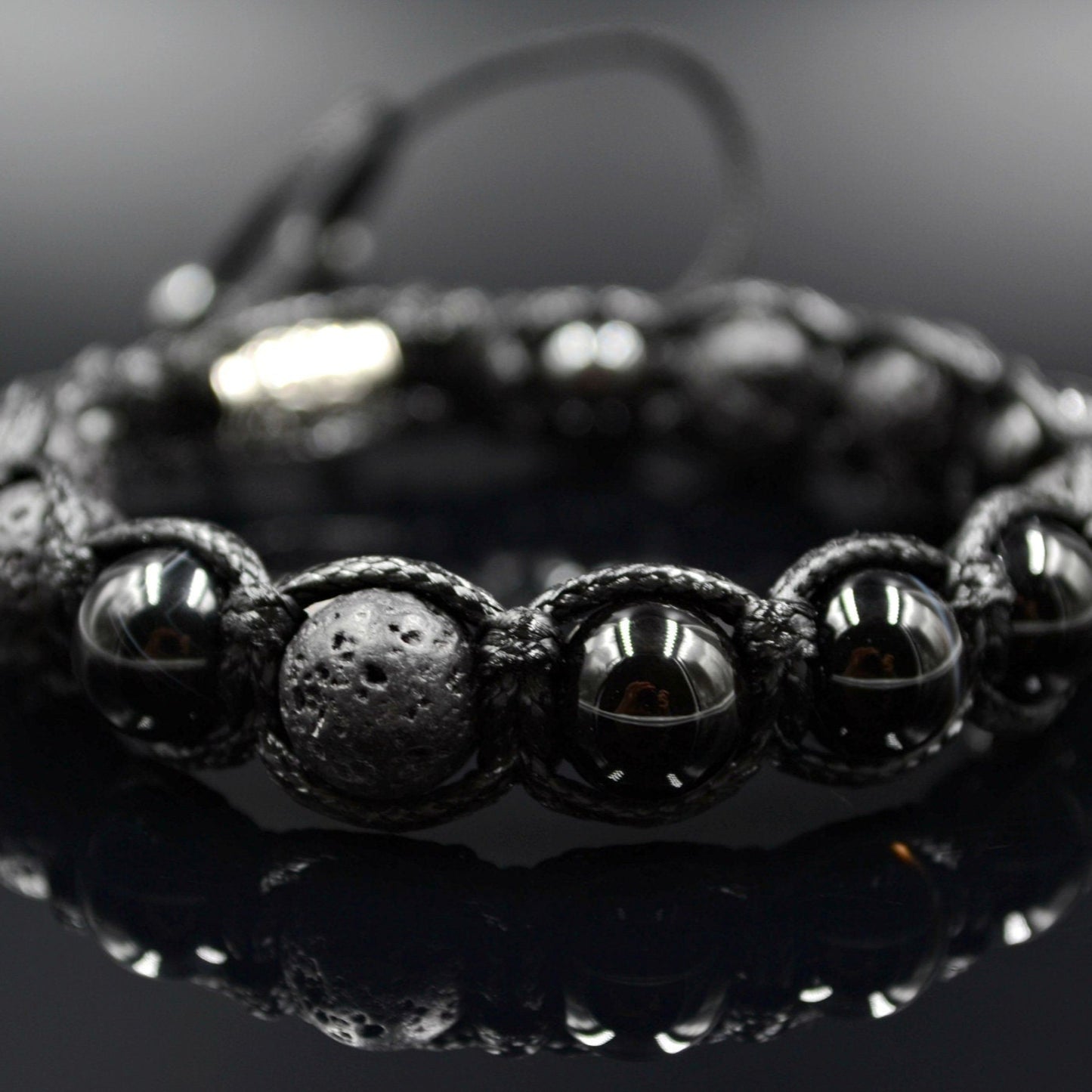 Men's Black Stone Bracelet Gemstone Bracelet Lava Stone Bead Bracelet Macramé Bracelet Agate Bracelet Bead Bracelet Men's Jewellery - Shamballa Bracelet - Mantra Bracelet - Yoga Bracelet - Birthstone Bracelet - Gemstone Bracelet Men - Chakra Bracelet - Macrame Bracelet - Healing Bracelet - Gift for Father - Gift For Men - Valinde