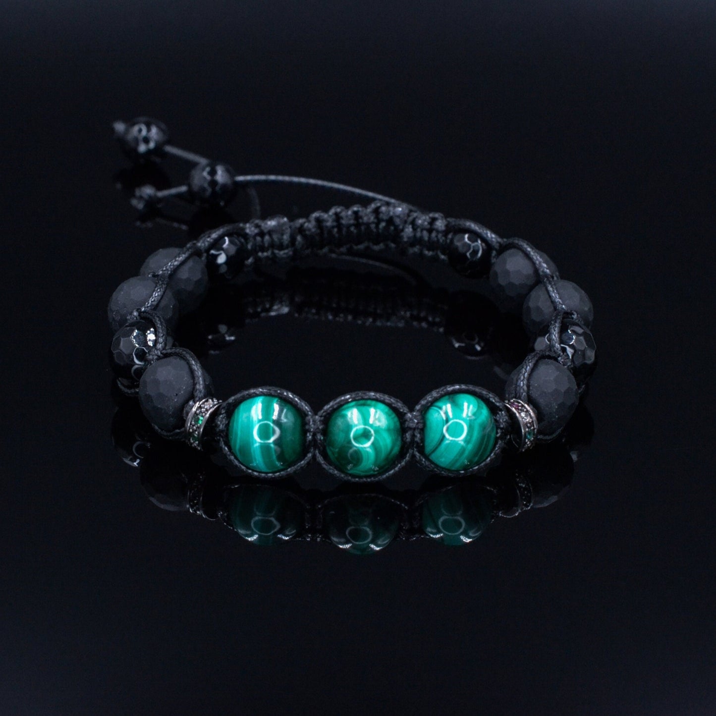 Genuine Malachite Bracelet for Men - Men's Black Onyx Agate Bracelet - Adjustable Macrame Bracelet - Gift for Men - Christmas Gift for Men- Shamballa Bracelet - Birthstone Bracelet - Gemstone Bracelet Men - Chakra Bracelet - Macrame Bracelet - Healing Bracelet - Valinde - Shamballa Bracelet - Birthstone Bracelet - Gemstone Bracelet Men - Chakra Bracelet - Macrame Bracelet - Healing Bracelet - Valinde