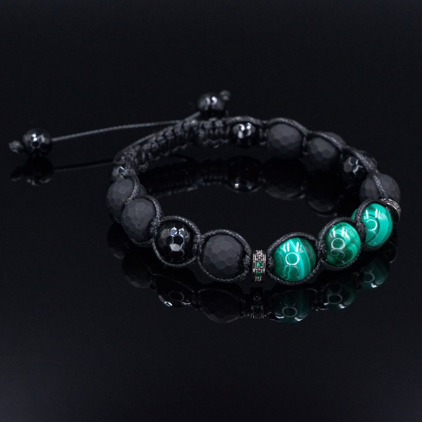 Genuine Malachite Bracelet for Men - Men's Black Onyx Agate Bracelet - Adjustable Macrame Bracelet - Gift for Men - Christmas Gift for Men- Shamballa Bracelet - Birthstone Bracelet - Gemstone Bracelet Men - Chakra Bracelet - Macrame Bracelet - Healing Bracelet - Valinde - Shamballa Bracelet - Birthstone Bracelet - Gemstone Bracelet Men - Chakra Bracelet - Macrame Bracelet - Healing Bracelet - Valinde