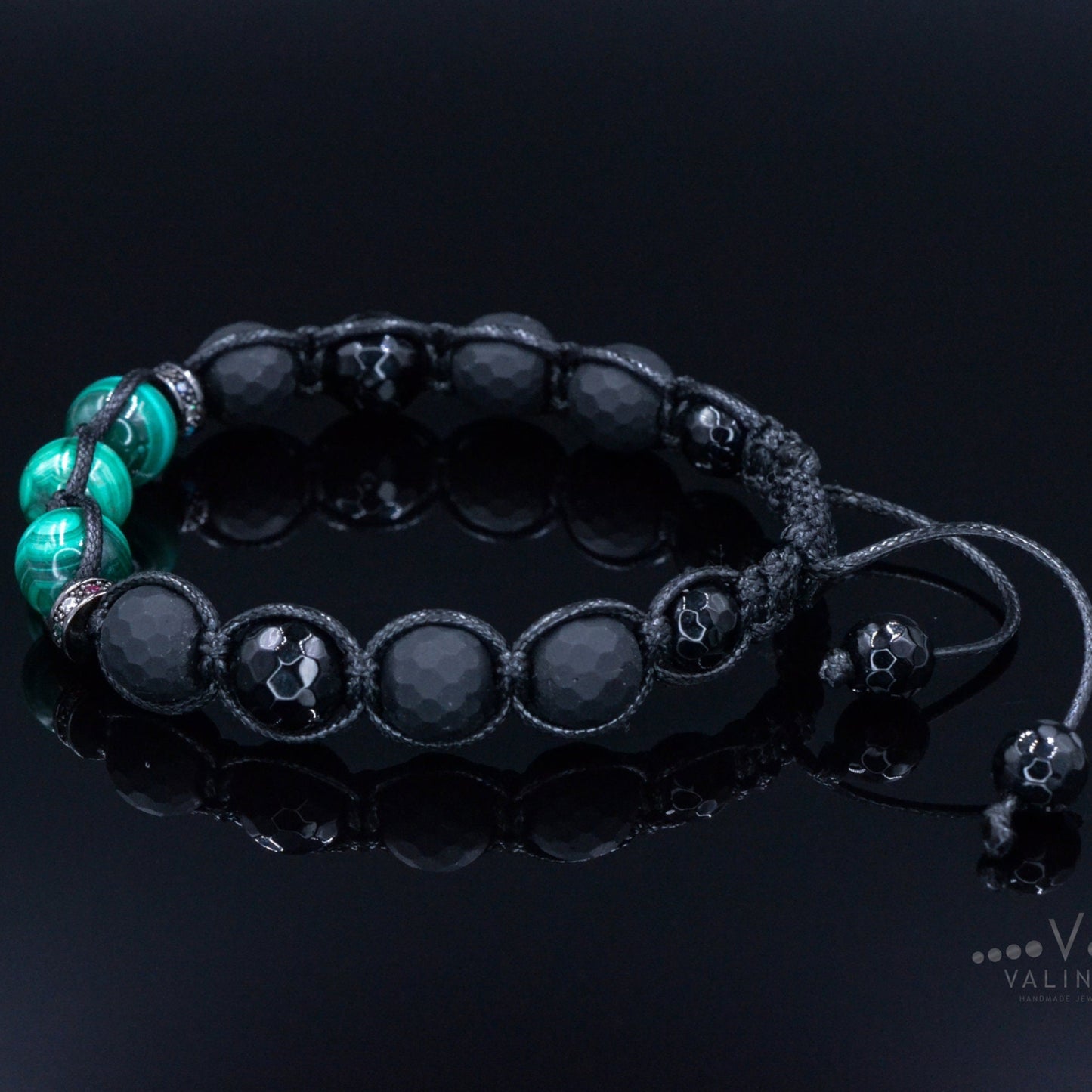 Genuine Malachite Bracelet for Men - Men's Black Onyx Agate Bracelet - Adjustable Macrame Bracelet - Gift for Men - Christmas Gift for Men- Shamballa Bracelet - Birthstone Bracelet - Gemstone Bracelet Men - Chakra Bracelet - Macrame Bracelet - Healing Bracelet - Valinde - Shamballa Bracelet - Birthstone Bracelet - Gemstone Bracelet Men - Chakra Bracelet - Macrame Bracelet - Healing Bracelet - Valinde
