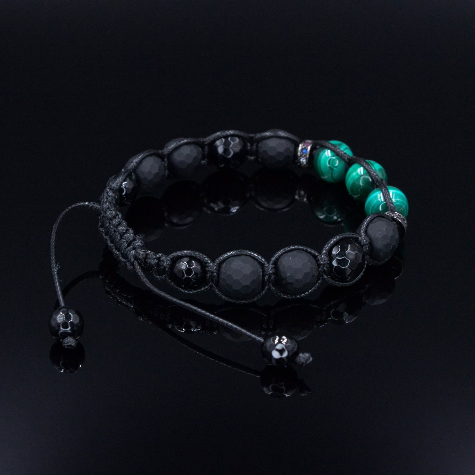 Genuine Malachite Bracelet for Men - Men's Black Onyx Agate Bracelet - Adjustable Macrame Bracelet - Gift for Men - Christmas Gift for Men- Shamballa Bracelet - Birthstone Bracelet - Gemstone Bracelet Men - Chakra Bracelet - Macrame Bracelet - Healing Bracelet - Valinde - Shamballa Bracelet - Birthstone Bracelet - Gemstone Bracelet Men - Chakra Bracelet - Macrame Bracelet - Healing Bracelet - Valinde