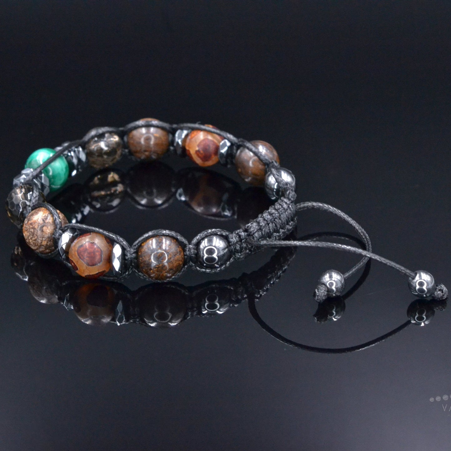 Men's Bronzite Bracelet, Adjustable Malachite Quartz Crystal Bracelet, Gift for Men, Anniversary Gift, Dzi Agate Bracelet, Christmas Gift - Shamballa Bracelet - Birthstone Bracelet - Gemstone Bracelet Men - Chakra Bracelet - Macrame Bracelet - Healing Bracelet - Valinde - Shamballa Bracelet - Birthstone Bracelet - Gemstone Bracelet Men - Chakra Bracelet - Macrame Bracelet - Healing Bracelet - Valinde