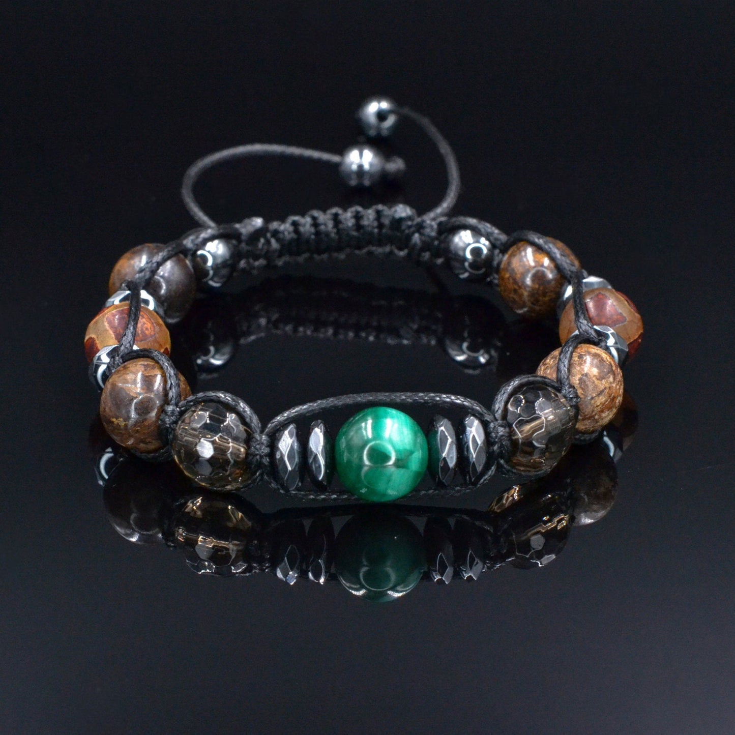 Men's Bronzite Bracelet, Adjustable Malachite Quartz Crystal Bracelet, Gift for Men, Anniversary Gift, Dzi Agate Bracelet, Christmas Gift - Shamballa Bracelet - Birthstone Bracelet - Gemstone Bracelet Men - Chakra Bracelet - Macrame Bracelet - Healing Bracelet - Valinde - Shamballa Bracelet - Birthstone Bracelet - Gemstone Bracelet Men - Chakra Bracelet - Macrame Bracelet - Healing Bracelet - Valinde