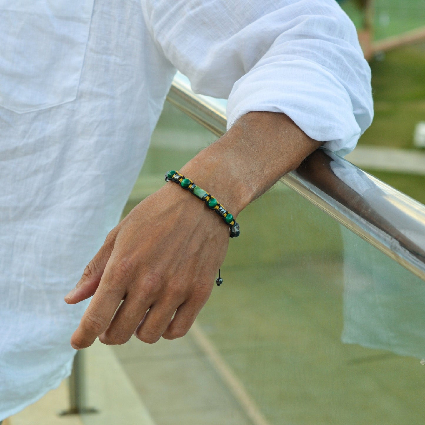 Men's Malachite and Chrysoprase Beads Bracelet Gift for Men Hawk's Eye Gemstone Adjustable Bracelet Crystal Bracelet Men's Gift - Shamballa Bracelet - Mantra Bracelet - Birthstone Bracelet - Gemstone Bracelet Men - Chakra Bracelet - Macrame Bracelet - Healing Bracelet - Valinde