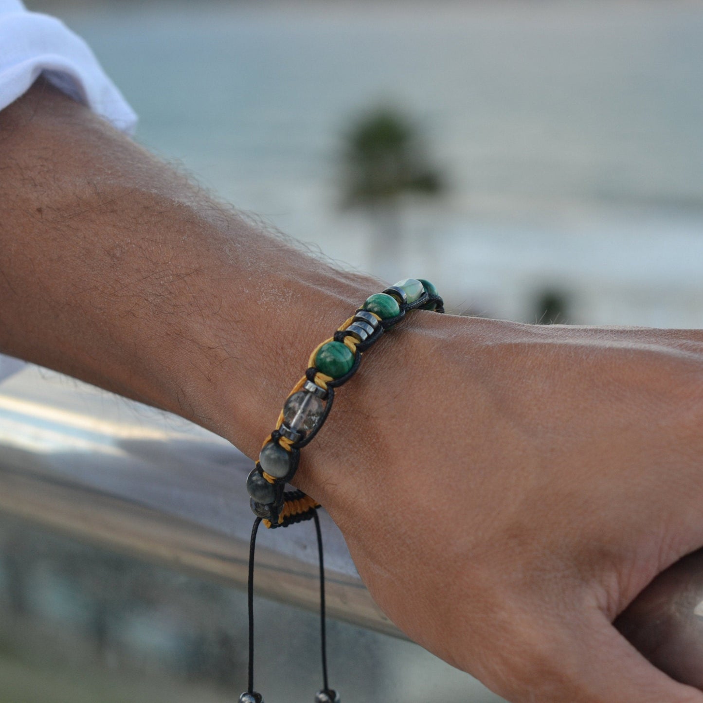 Men's Malachite and Chrysoprase Beads Bracelet Gift for Men Hawk's Eye Gemstone Adjustable Bracelet Crystal Bracelet Men's Gift - Shamballa Bracelet - Mantra Bracelet - Birthstone Bracelet - Gemstone Bracelet Men - Chakra Bracelet - Macrame Bracelet - Healing Bracelet - Valinde