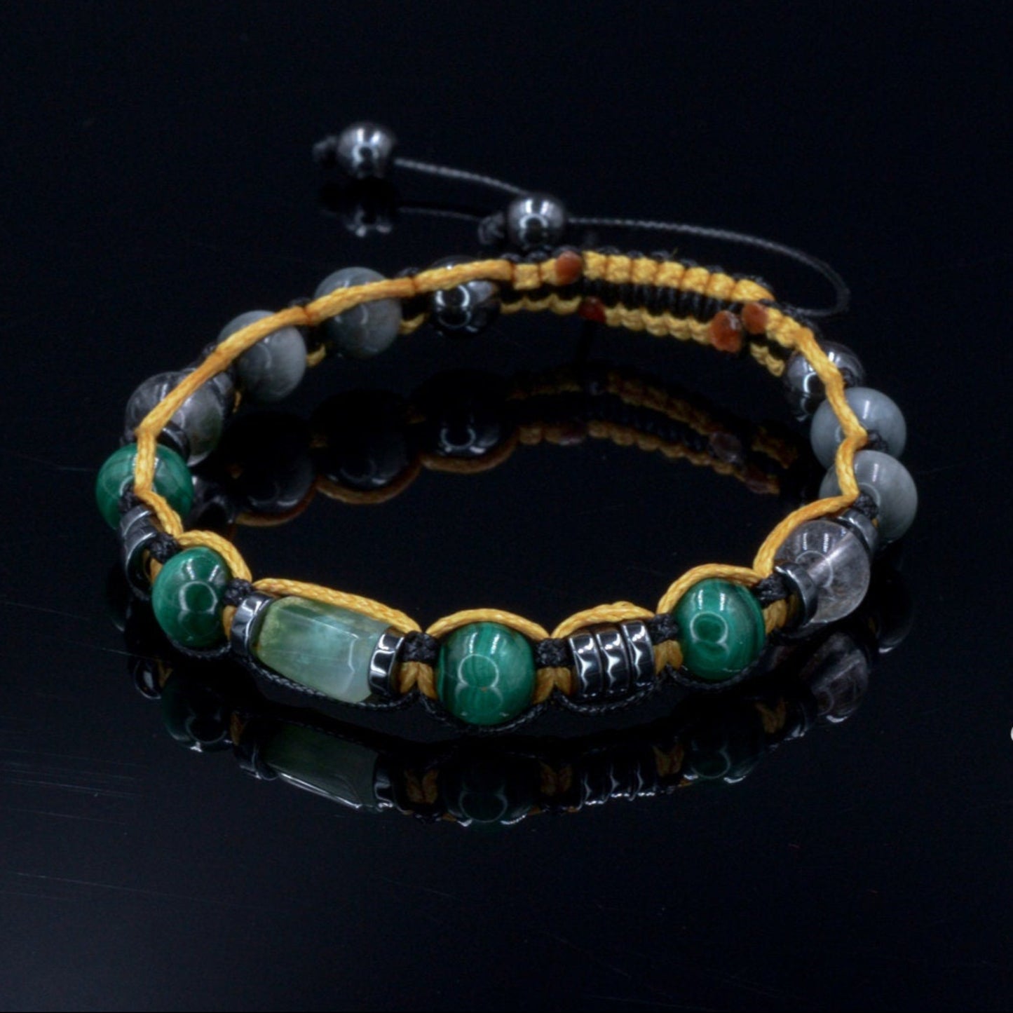 Men's Malachite and Chrysoprase Beads Bracelet Gift for Men Hawk's Eye Gemstone Adjustable Bracelet Crystal Bracelet Men's Gift - Shamballa Bracelet - Mantra Bracelet - Birthstone Bracelet - Gemstone Bracelet Men - Chakra Bracelet - Macrame Bracelet - Healing Bracelet - Valinde