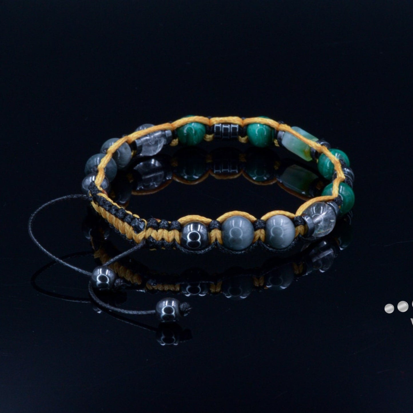 Men's Malachite and Chrysoprase Beads Bracelet Gift for Men Hawk's Eye Gemstone Adjustable Bracelet Crystal Bracelet Men's Gift - Shamballa Bracelet - Mantra Bracelet - Birthstone Bracelet - Gemstone Bracelet Men - Chakra Bracelet - Macrame Bracelet - Healing Bracelet - Valinde