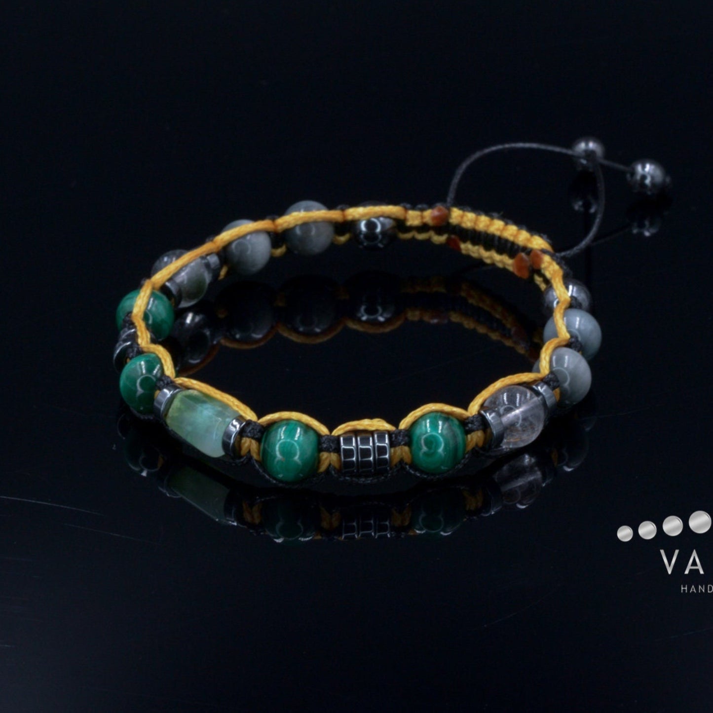 Men's Malachite and Chrysoprase Beads Bracelet Gift for Men Hawk's Eye Gemstone Adjustable Bracelet Crystal Bracelet Men's Gift - Shamballa Bracelet - Mantra Bracelet - Birthstone Bracelet - Gemstone Bracelet Men - Chakra Bracelet - Macrame Bracelet - Healing Bracelet - Valinde