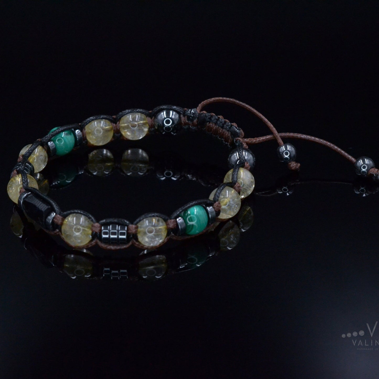 Men's Natural Citrine Crystal Bracelet - Gift for Men - Raw Tourmaline Malachite Bead Bracelet - Adjustable Macrame Bracelet for Men - Shamballa Bracelet - Birthstone Bracelet - Gemstone Bracelet Men - Chakra Bracelet - Macrame Bracelet - Healing Bracelet - Valinde - Shamballa Bracelet - Birthstone Bracelet - Gemstone Bracelet Men - Chakra Bracelet - Macrame Bracelet - Healing Bracelet - Valinde