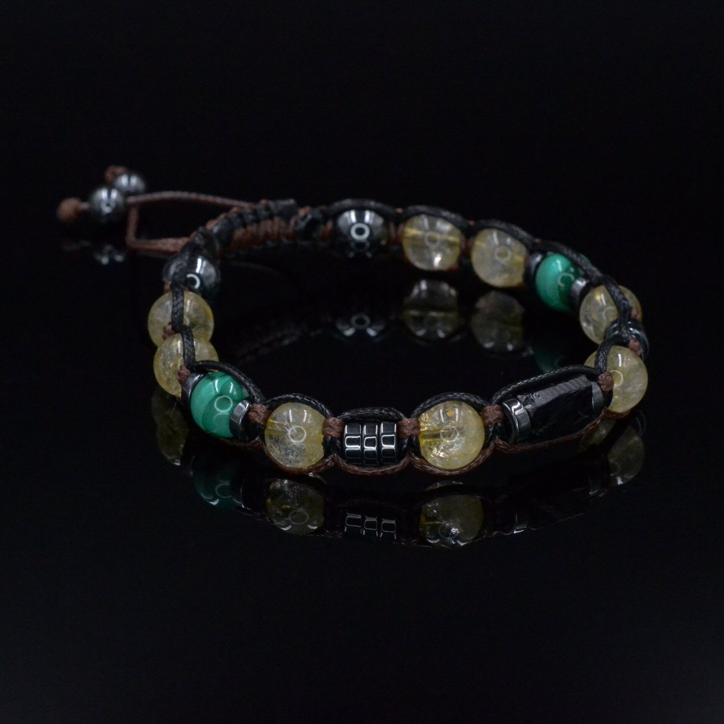 Men's Natural Citrine Crystal Bracelet - Gift for Men - Raw Tourmaline Malachite Bead Bracelet - Adjustable Macrame Bracelet for Men - Shamballa Bracelet - Birthstone Bracelet - Gemstone Bracelet Men - Chakra Bracelet - Macrame Bracelet - Healing Bracelet - Valinde - Shamballa Bracelet - Birthstone Bracelet - Gemstone Bracelet Men - Chakra Bracelet - Macrame Bracelet - Healing Bracelet - Valinde