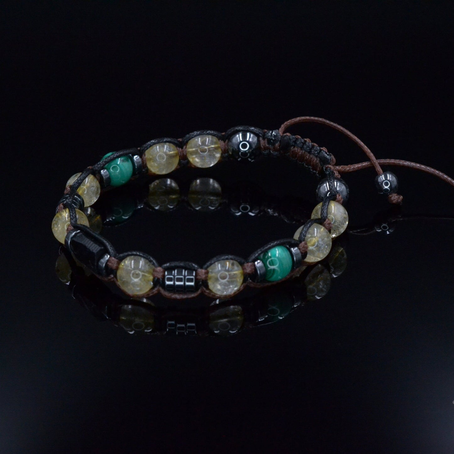 Men's Natural Citrine Crystal Bracelet - Gift for Men - Raw Tourmaline Malachite Bead Bracelet - Adjustable Macrame Bracelet for Men - Shamballa Bracelet - Birthstone Bracelet - Gemstone Bracelet Men - Chakra Bracelet - Macrame Bracelet - Healing Bracelet - Valinde - Shamballa Bracelet - Birthstone Bracelet - Gemstone Bracelet Men - Chakra Bracelet - Macrame Bracelet - Healing Bracelet - Valinde