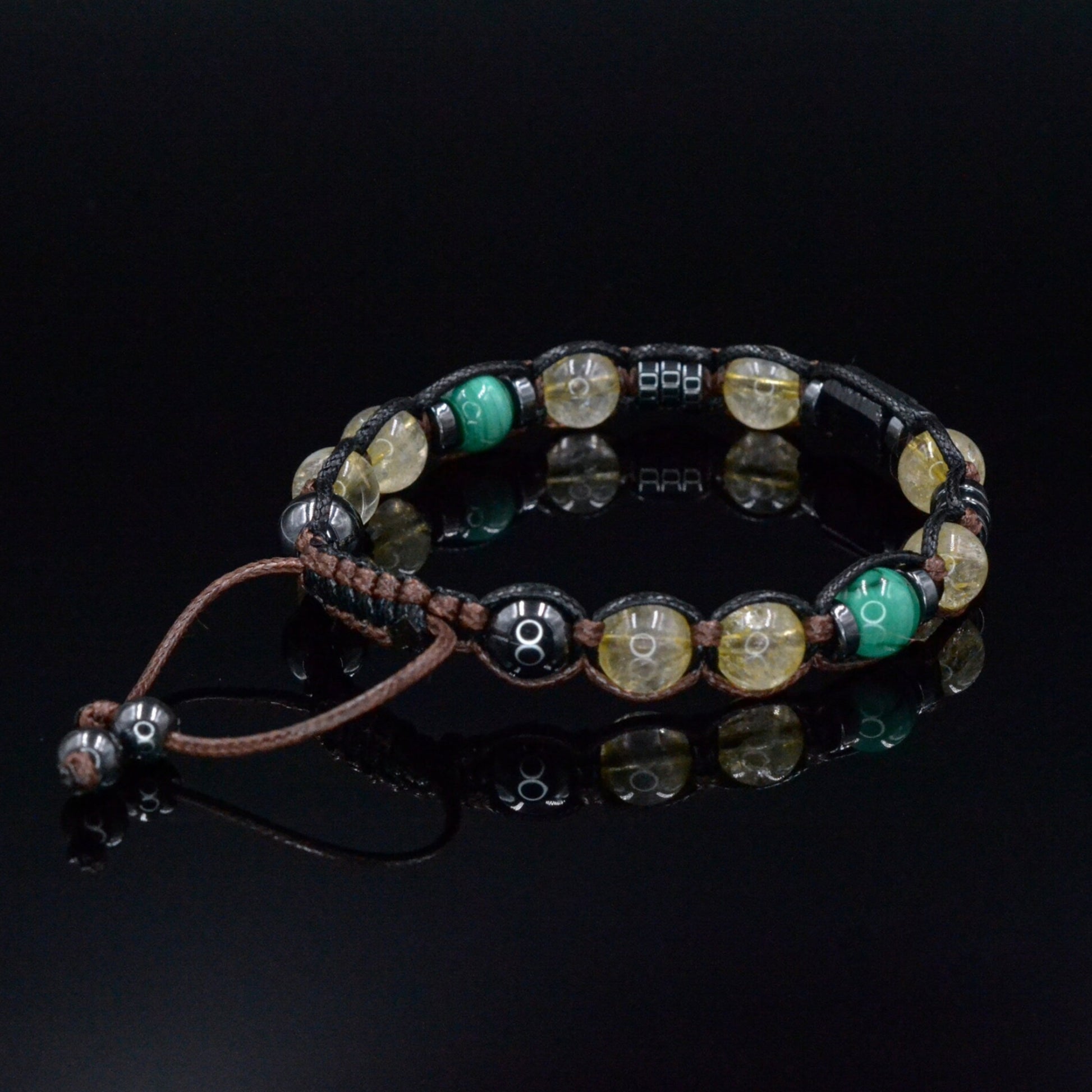 Men's Natural Citrine Crystal Bracelet - Gift for Men - Raw Tourmaline Malachite Bead Bracelet - Adjustable Macrame Bracelet for Men - Shamballa Bracelet - Birthstone Bracelet - Gemstone Bracelet Men - Chakra Bracelet - Macrame Bracelet - Healing Bracelet - Valinde - Shamballa Bracelet - Birthstone Bracelet - Gemstone Bracelet Men - Chakra Bracelet - Macrame Bracelet - Healing Bracelet - Valinde