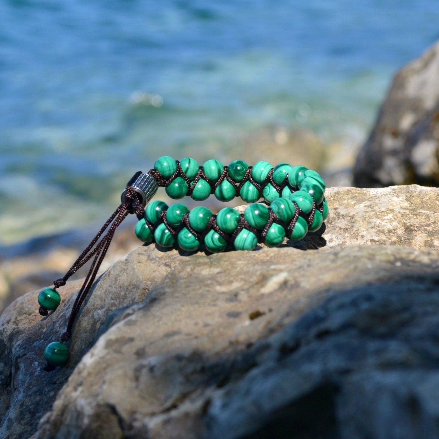 Men's Genuine Malachite Bracelet Double Row Bracelet Malachite Gemstone Bracelet Double Bracelet Gift for Men Adjustable Stone Bracelet- Shamballa Bracelet - Mantra Bracelet - Yoga Bracelet - Birthstone Bracelet - Gemstone Bracelet Men - Chakra Bracelet - Macrame Bracelet - Healing Bracelet - Gift for Father - Gift For Men - Valinde