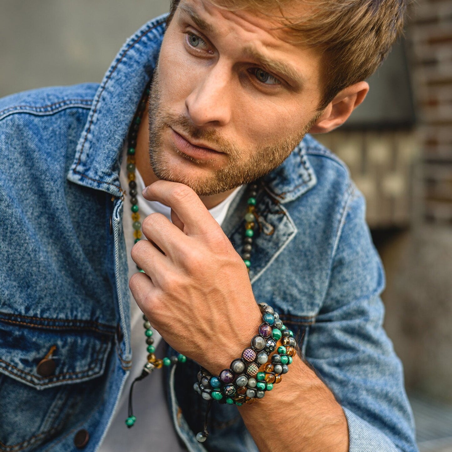 Echtes Malachit Armband / 3-reihiges Armband / Falkenauge Armband / Geschenk für Männer / Luxus Edelstein Armband / Citrin Armband - Shamballa Bracelet - Birthstone Bracelet - Gemstone Bracelet Men - Chakra Bracelet - Macrame Bracelet - Healing Bracelet - Valinde