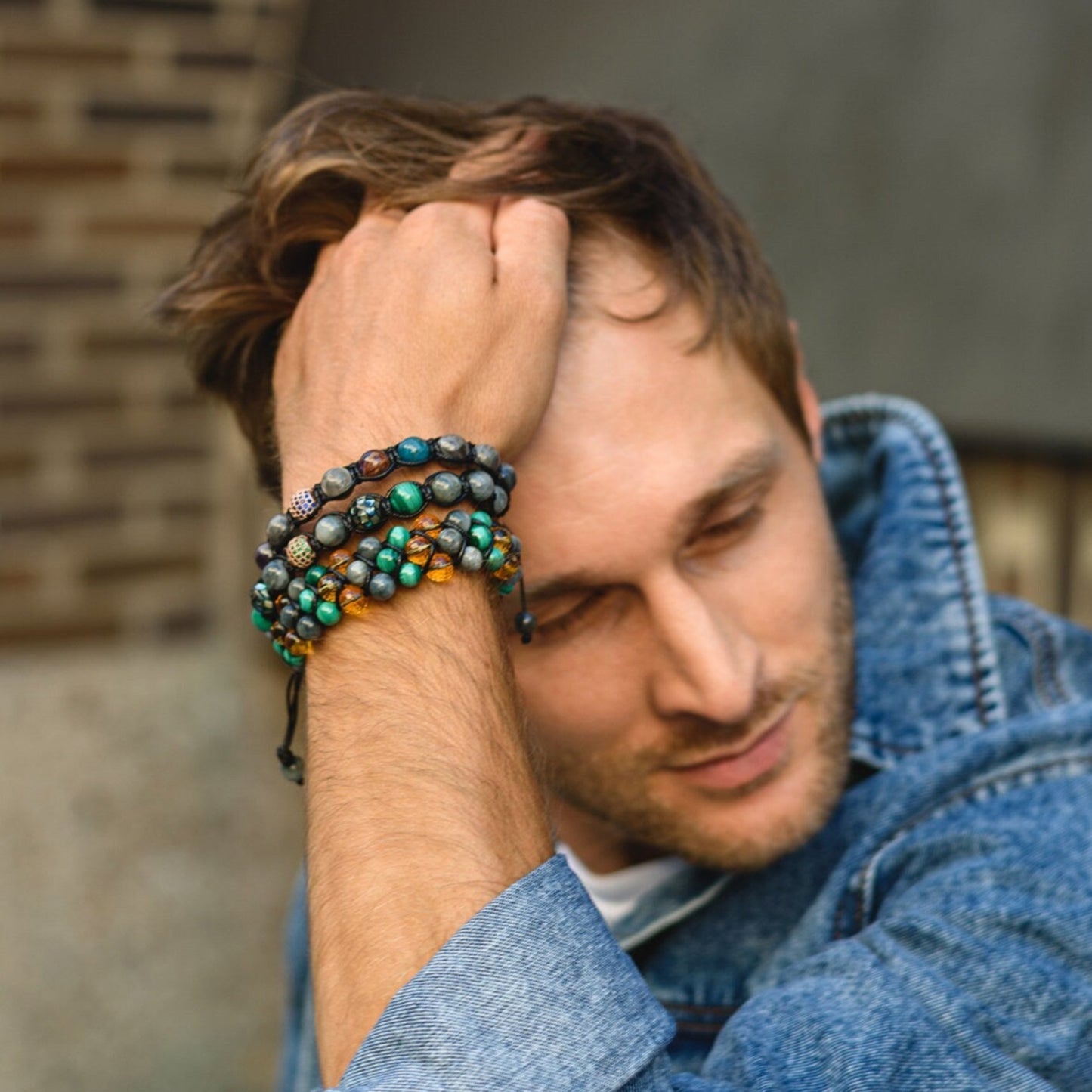 Genuine malachite bracelet / 3-row bracelet / Hawk's eye bracelet / Gift for men / Luxury gemstone bracelet / Citrine bracelet - Shamballa Bracelet - Birthstone Bracelet - Gemstone Bracelet Men - Chakra Bracelet - Macrame Bracelet - Healing Bracelet - Valinde