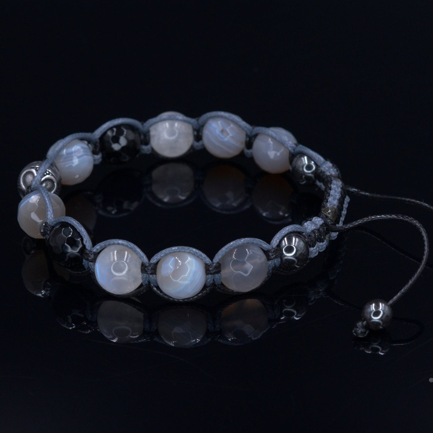 Men's Agate Bracelet / Moonstone Bracelet / Steel bead Bracelet / Gift for Man / Adjustable Macrame Bracelet / Crystal Bracelet for Man - Shamballa Bracelet - Mantra Bracelet - Birthstone Bracelet - Gemstone Bracelet Men - Chakra Bracelet - Macrame Bracelet - Healing Bracelet - Valinde