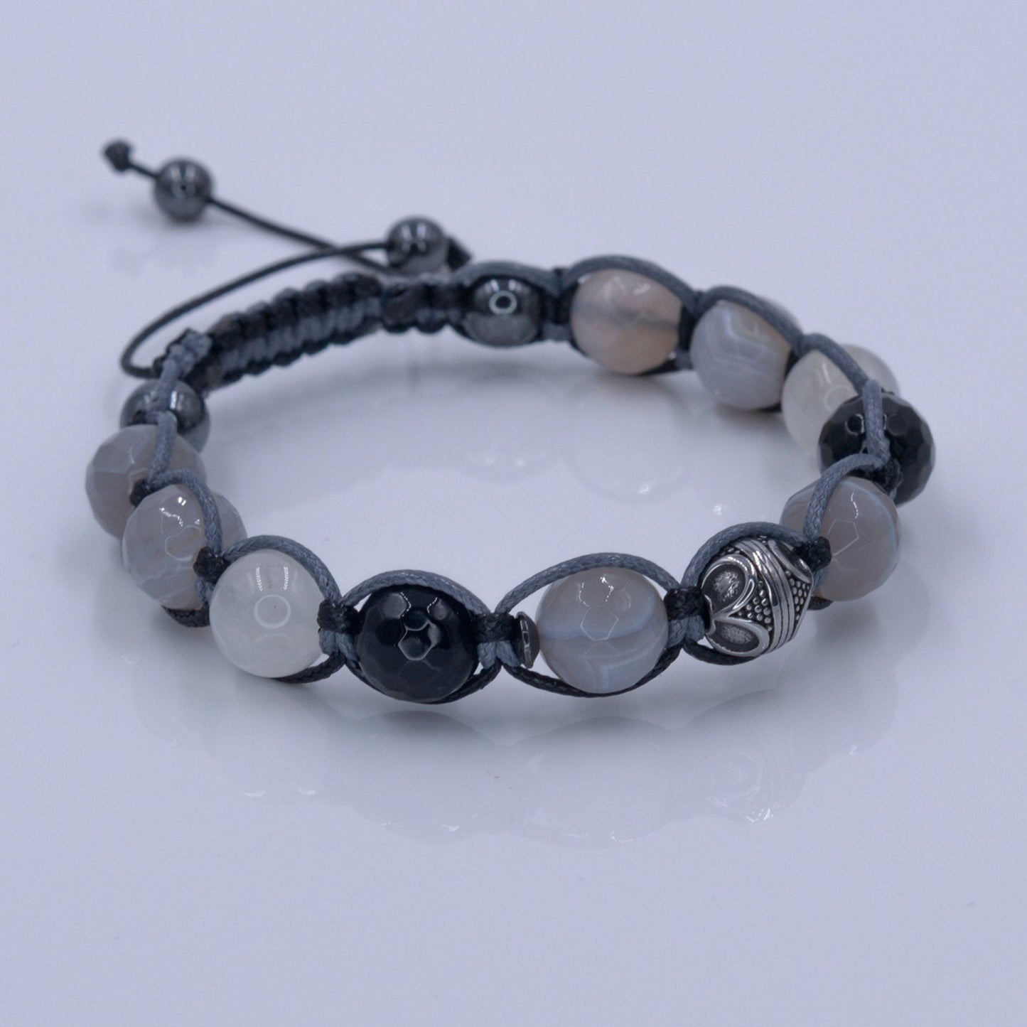 Men's Agate Bracelet / Moonstone Bracelet / Steel bead Bracelet / Gift for Man / Adjustable Macrame Bracelet / Crystal Bracelet for Man - Shamballa Bracelet - Mantra Bracelet - Birthstone Bracelet - Gemstone Bracelet Men - Chakra Bracelet - Macrame Bracelet - Healing Bracelet - Valinde