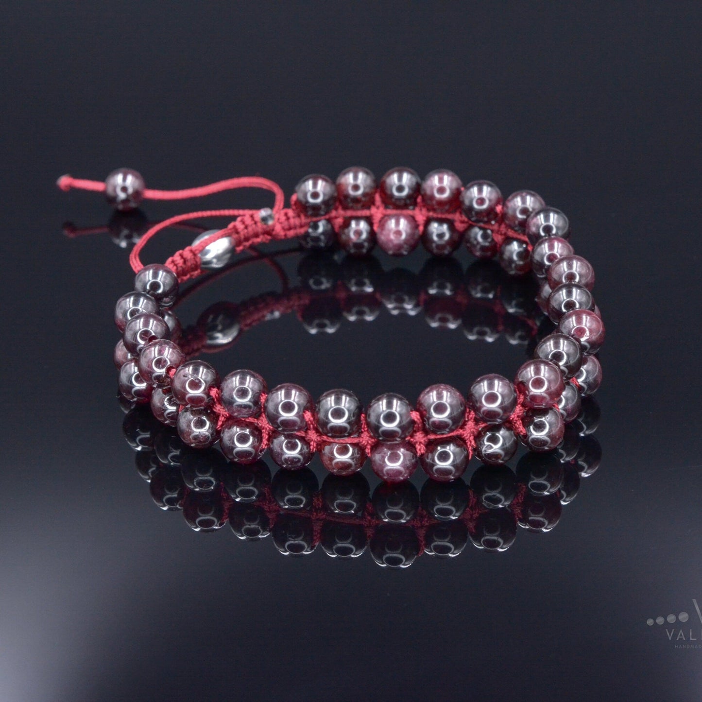 Granat Doppelarmband Herren Stein Armband Edelstein Perlen Armband zweireihig Armband Geschenk für Mann Verstellbares Makramee Armband - Shamballa Bracelet - Birthstone Bracelet - Gemstone Bracelet Men - Chakra Bracelet - Macrame Bracelet - Healing Bracelet - Valinde
