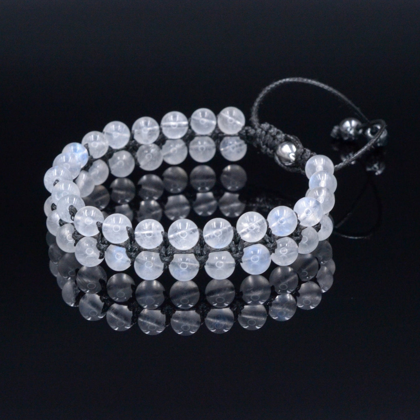 Genuine Moonstone Bracelet - Men's Double Row Crystal Beaded Bracelet - Gift for Men - White Moonstone Braided Bracelet - Birthday Gift - Shamballa Bracelet - Birthstone Bracelet - Gemstone Bracelet Men - Chakra Bracelet - Macrame Bracelet - Healing Bracelet - Valinde