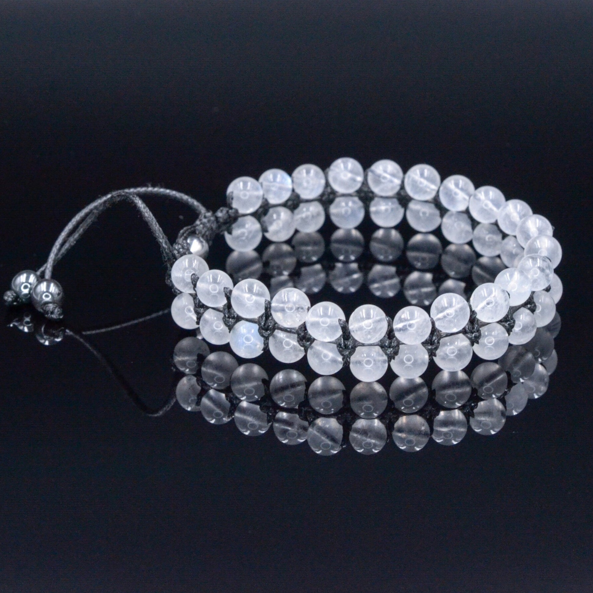 Genuine Moonstone Bracelet - Men's Double Row Crystal Beaded Bracelet - Gift for Men - White Moonstone Braided Bracelet - Birthday Gift  - Shamballa Bracelet - Birthstone Bracelet - Gemstone Bracelet Men - Chakra Bracelet - Macrame Bracelet - Healing Bracelet - Valinde