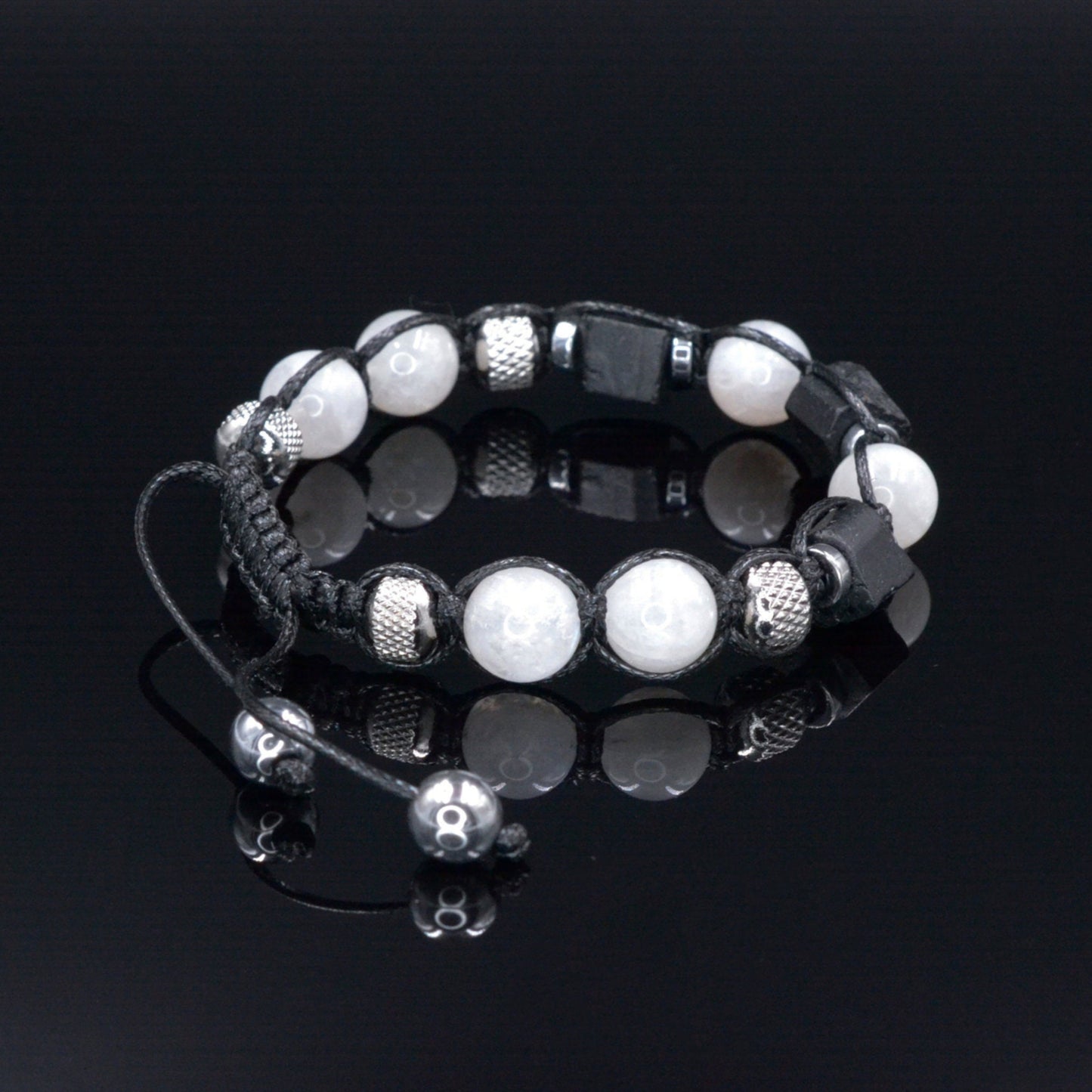 Men's Moonstone Braided Bracelet - Raw Tourmaline Steel Beads Bracelet - Gift for Men - Christmas Gift - Adjustable Macrame Bracelet for Men- Birthstone Bracelet - Gemstone Bracelet Men - Chakra Bracelet - Macrame Bracelet - Healing Bracelet - Valinde - Shamballa Bracelet - Birthstone Bracelet - Gemstone Bracelet Men - Chakra Bracelet - Macrame Bracelet - Healing Bracelet - Valinde