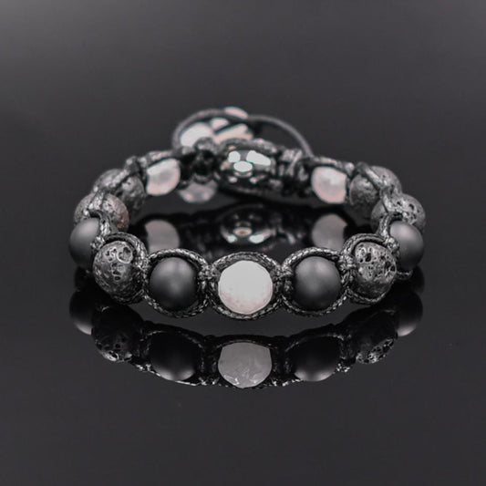 Men's Lava Stone Bracelet Gemstone Beaded Bracelet White Nephrite Bracelet Black Bracelet Onyx Bracelet Gift for Men Macrame Bracelet - Shamballa Bracelet - Mantra Bracelet  -  Yoga Bracelet -  Birthstone Bracelet - Gemstone Bracelet Men - Chakra Bracelet - Macrame Bracelet - Healing Bracelet - Gift for Father - Gift For Men - Valinde