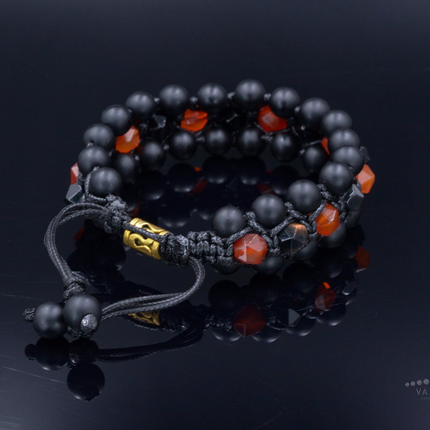 Men's Triple Bracelet - Agate & Onyx Gemstone Beaded Bracelet - Gift for Men - Father's Day Gift - Three Row Brcaelet - Macrame Bracelet - Shamballa Bracelet - Gift for Father - Yoga Bracelet - Birthstone Bracelet - Gemstone Bracelet Men - Chakra Bracelet - Macrame Bracelet - Healing Bracelet - Valinde