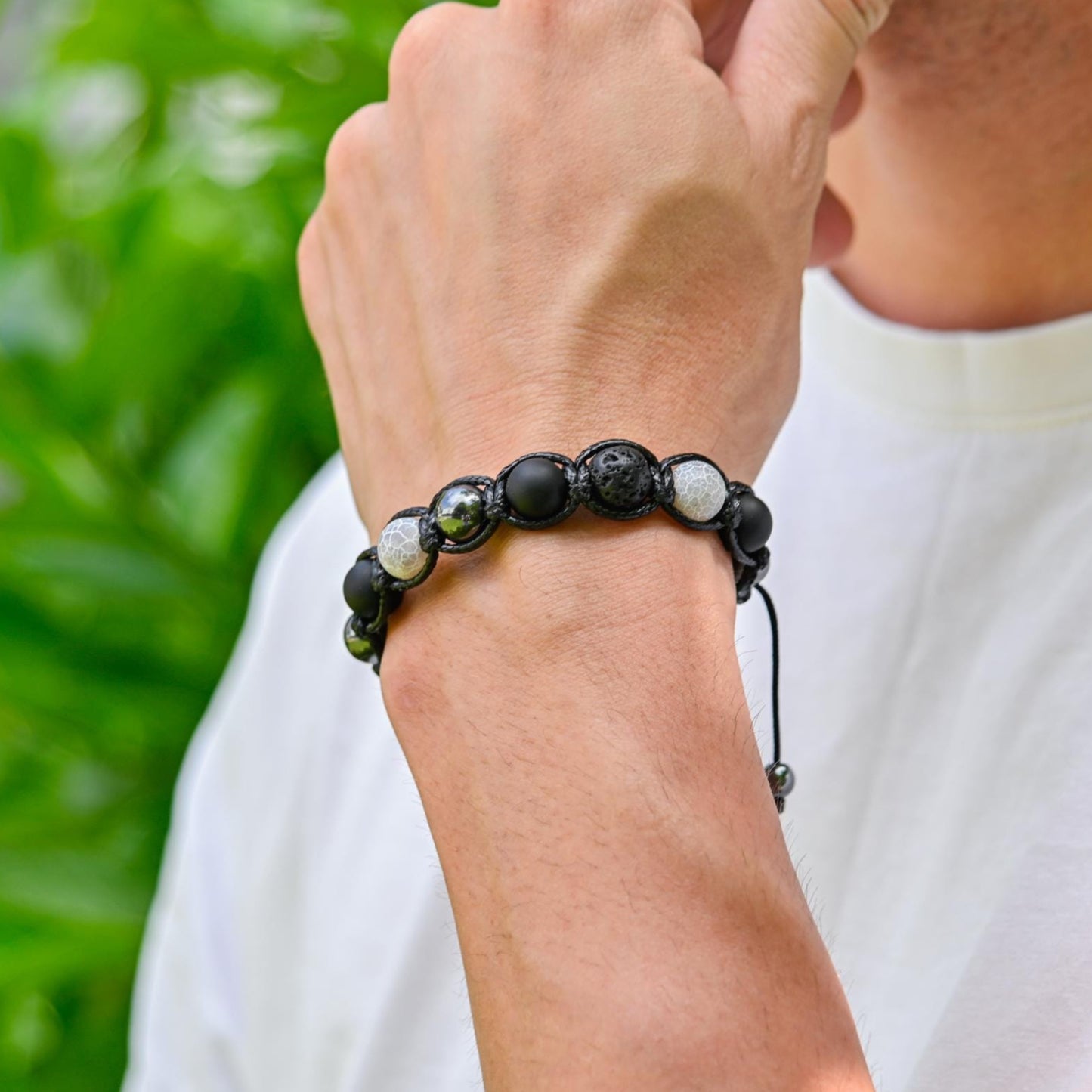 Men's Hematite Bracelet Frost Agate Bracelet Gemstone Bracelet Beaded Bracelet Gift for Men Macrame Bracelet Adjustable Bracelet - Shamballa Bracelet - Mantra Bracelet - Yoga Bracelet - Birthstone Bracelet - Gemstone Bracelet Men - Chakra Bracelet - Macrame Bracelet - Healing Bracelet - Gift for Father - Gift For Men - Valinde