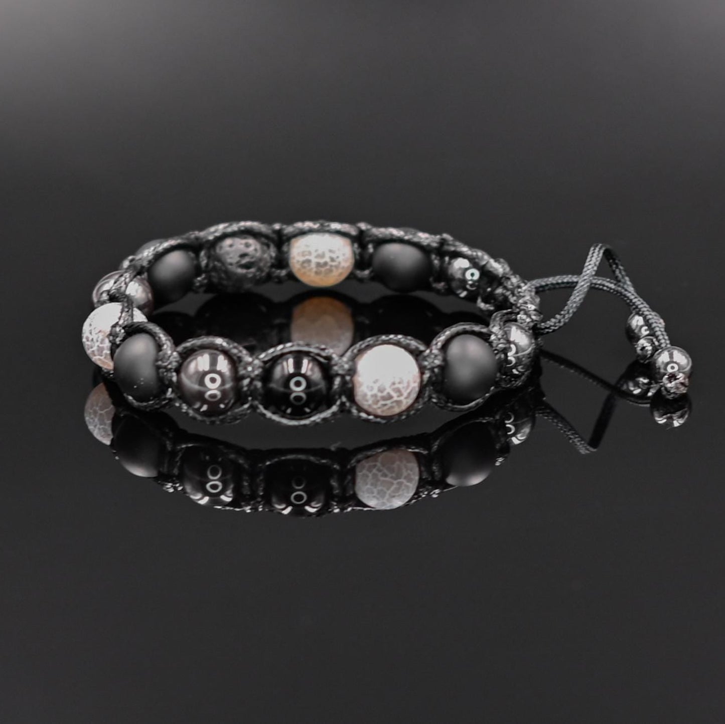 Men's Hematite Bracelet Frost Agate Bracelet Gemstone Bracelet Beaded Bracelet Gift for Men Macrame Bracelet Adjustable Bracelet - Shamballa Bracelet - Mantra Bracelet - Yoga Bracelet - Birthstone Bracelet - Gemstone Bracelet Men - Chakra Bracelet - Macrame Bracelet - Healing Bracelet - Gift for Father - Gift For Men - Valinde