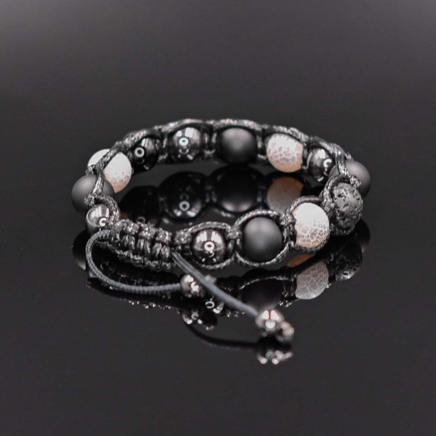 Men's Hematite Bracelet Frost Agate Bracelet Gemstone Bracelet Beaded Bracelet Gift for Men Macrame Bracelet Adjustable Bracelet - Shamballa Bracelet - Mantra Bracelet - Yoga Bracelet - Birthstone Bracelet - Gemstone Bracelet Men - Chakra Bracelet - Macrame Bracelet - Healing Bracelet - Gift for Father - Gift For Men - Valinde