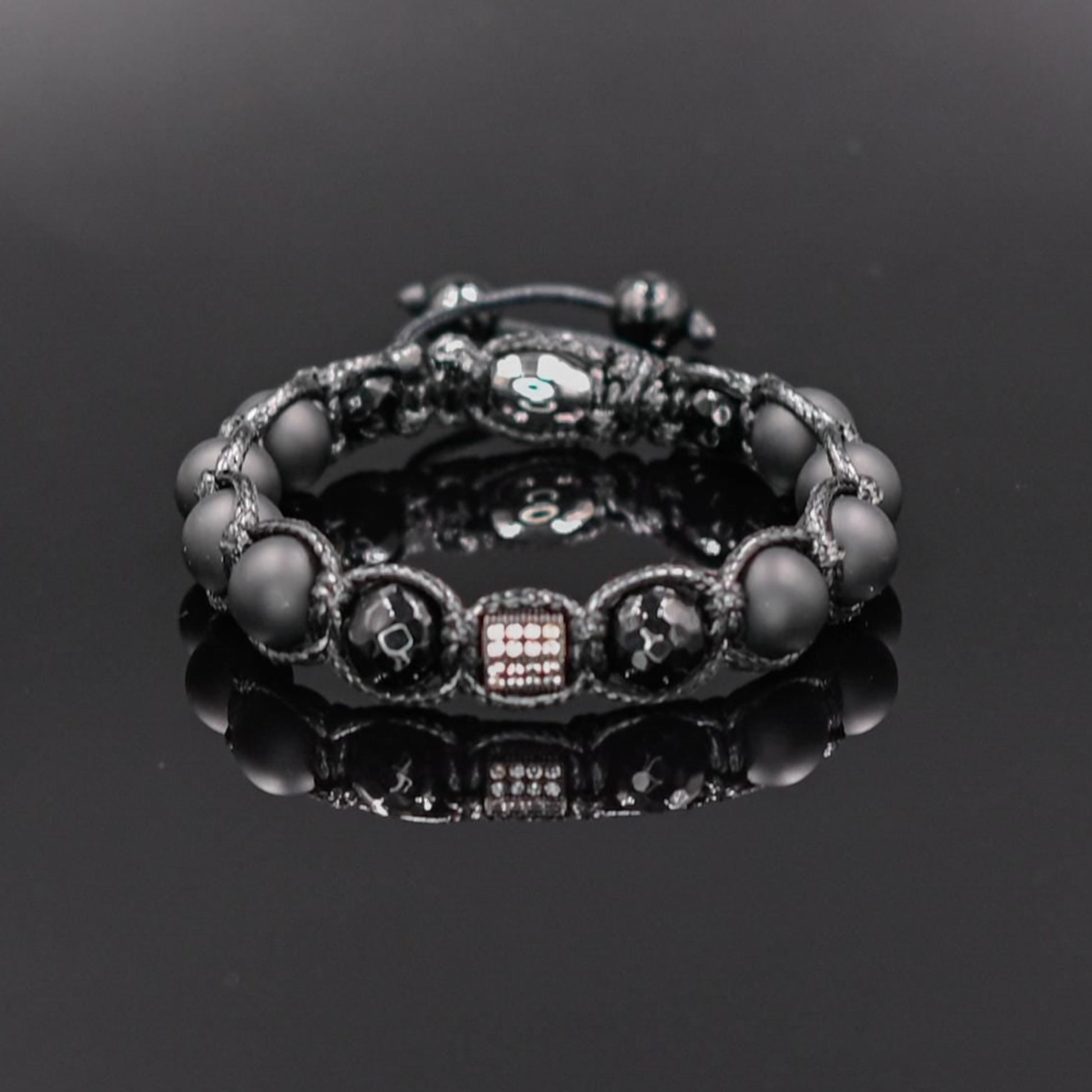 Men's Black Gemstone Bracelet Cubic Zirconia Bracelet Agate Bracelet Macrame Onyx Bracelet Gift for Men Adjustable Macrame Bracelet - Shamballa Bracelet - Mantra Bracelet  -  Yoga Bracelet -  Birthstone Bracelet - Gemstone Bracelet Men - Chakra Bracelet - Macrame Bracelet - Healing Bracelet - Gift for Father - Gift For Men - Valinde
