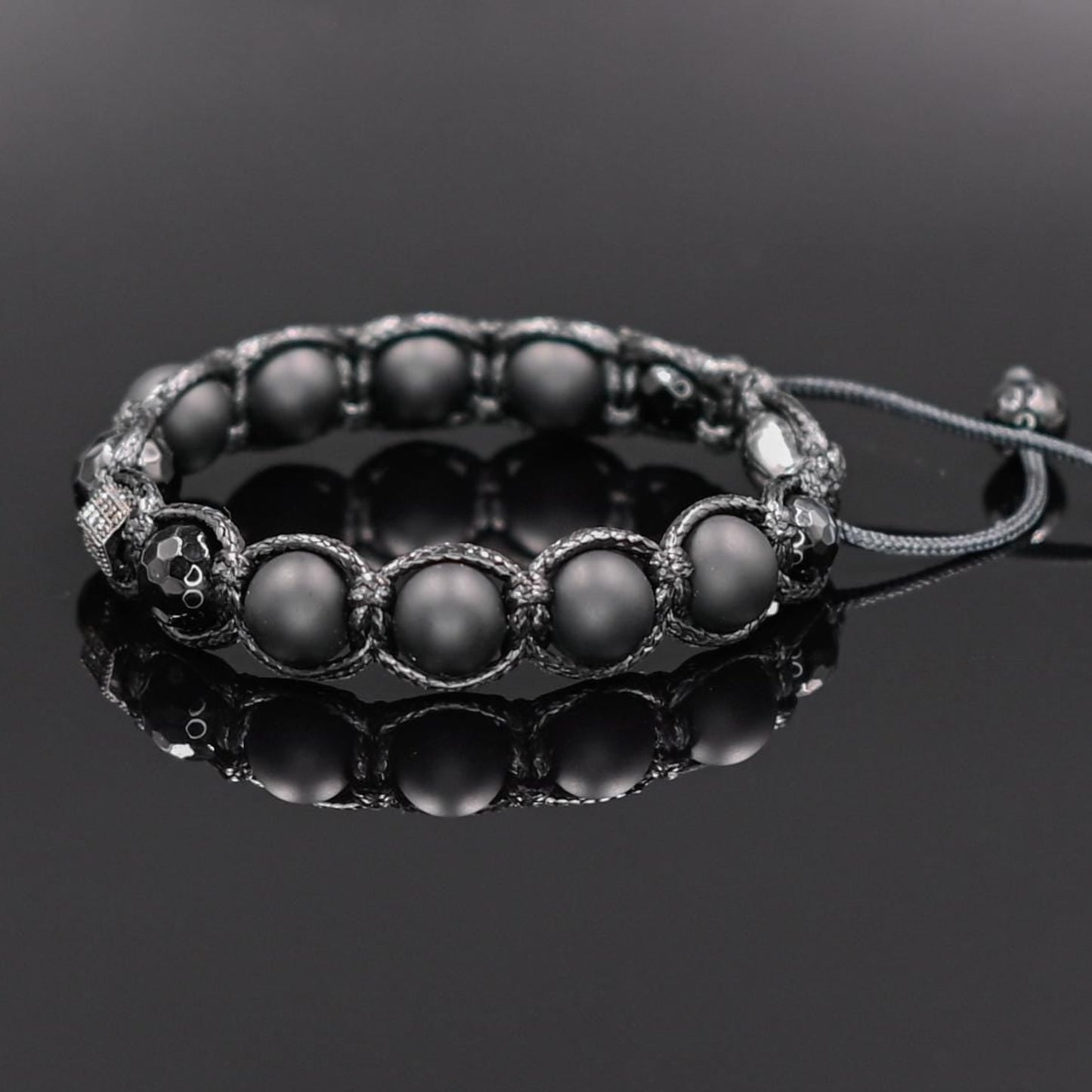 Men's Black Gemstone Bracelet Cubic Zirconia Bracelet Agate Bracelet Macrame Onyx Bracelet Gift for Men Adjustable Macrame Bracelet - Shamballa Bracelet - Mantra Bracelet - Yoga Bracelet - Birthstone Bracelet - Gemstone Bracelet Men - Chakra Bracelet - Macrame Bracelet - Healing Bracelet - Gift for Father - Gift For Men - Valinde