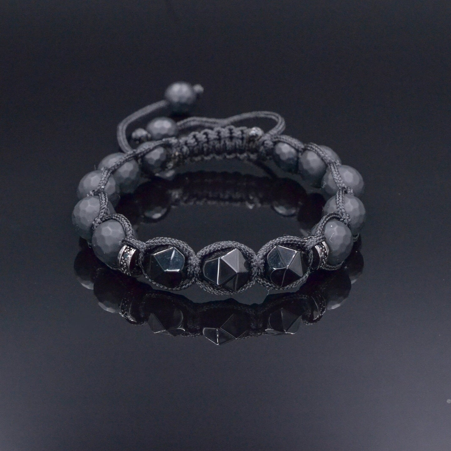 Black Onyx Bracelet, Men's Onyx Agate Adjustable Bracelet, Black Macrame Braided Bracelet, Gift for Men, Christmas Gift Black Agate Bracelet - Shamballa Bracelet - Mantra Bracelet - Yoga Bracelet - Birthstone Bracelet - Gemstone Bracelet Men - Chakra Bracelet - Macrame Bracelet - Healing Bracelet - Gift for Father - Gift For Men - Valinde