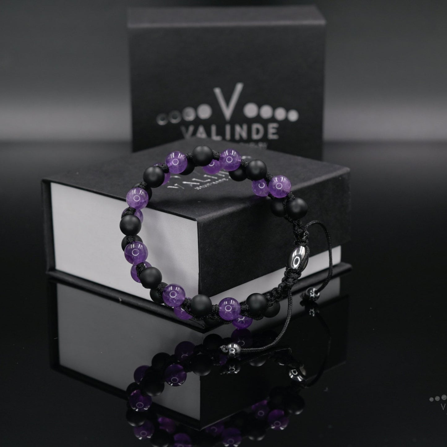 Amethyst Double Bracelet, Men's Double Row Bracelet, Black Onyx Bracelet, Adjustable Macrame Bracelet Men, Gift for Men, Braided Bracelet- Shamballa Bracelet - Mantra Bracelet - Yoga Bracelet - Birthstone Bracelet - Gemstone Bracelet Men - Chakra Bracelet - Macrame Bracelet - Healing Bracelet - Gift for Father - Gift For Men - Valinde