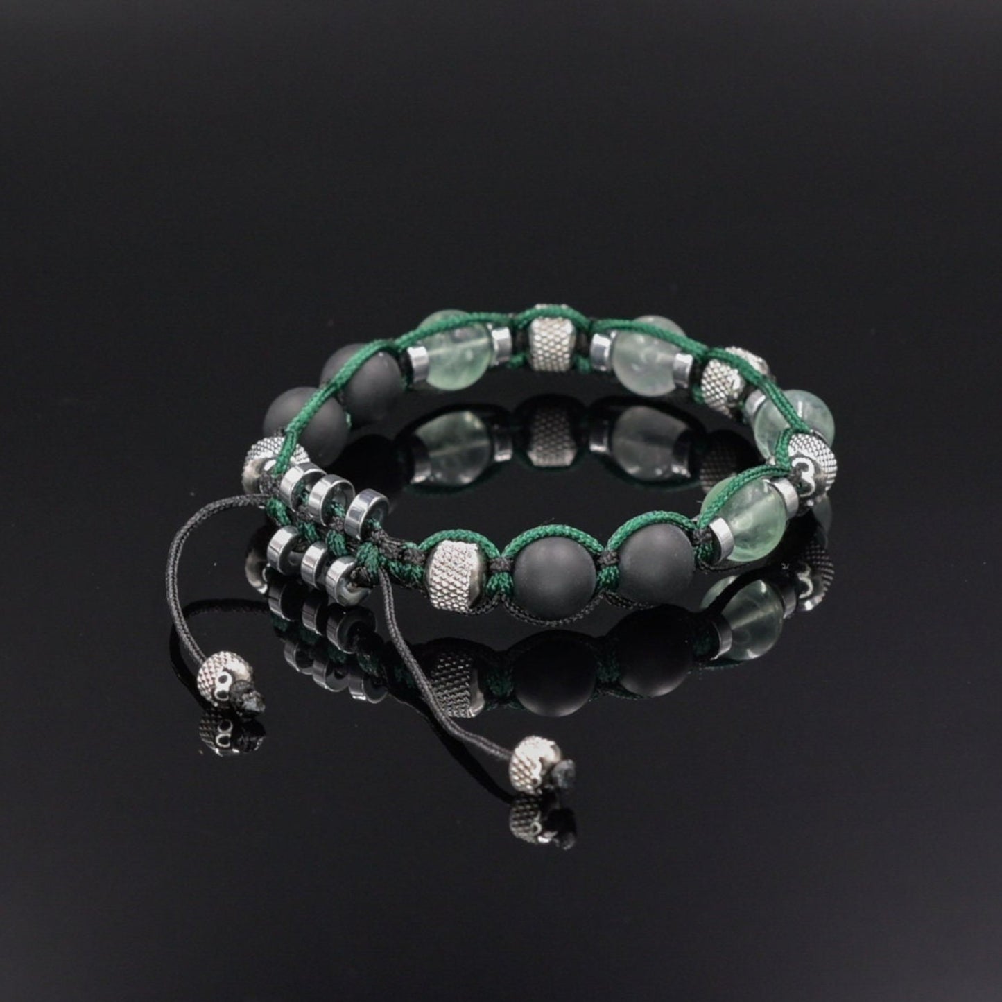 Men's Fluorite Adjustable Bracelet, Black Onyx Hematite Steel Beaded Bracelet, Gift for Men, Crystal Braided Bracelet,Macrame Stone Bracelet - Shamballa Bracelet - Mantra Bracelet - Birthstone Bracelet - Gemstone Bracelet Men - Chakra Bracelet - Macrame Bracelet - Healing Bracelet - Valinde