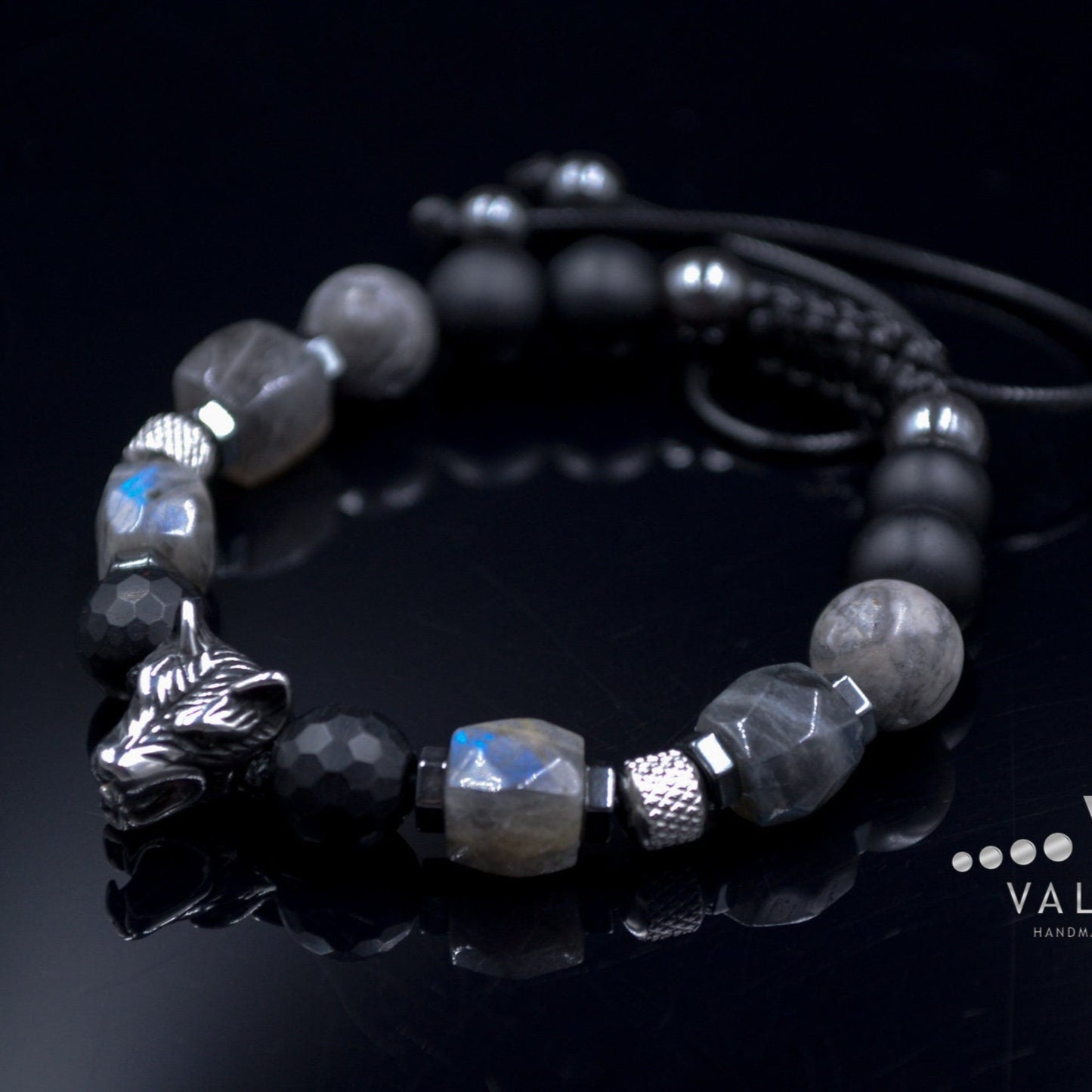 Men's Wolf Head Bead Bracelet Genuine Labradorite Bracelet Steel Beads Bracelet Gift for Man Black Onyx Bracelet Man Steel Bracelet - Shamballa Bracelet - Mantra Bracelet - Yoga Bracelet - Birthstone Bracelet - Gemstone Bracelet Men - Chakra Bracelet - Macrame Bracelet - Healing Bracelet - Gift for Father - Gift For Men - Valinde