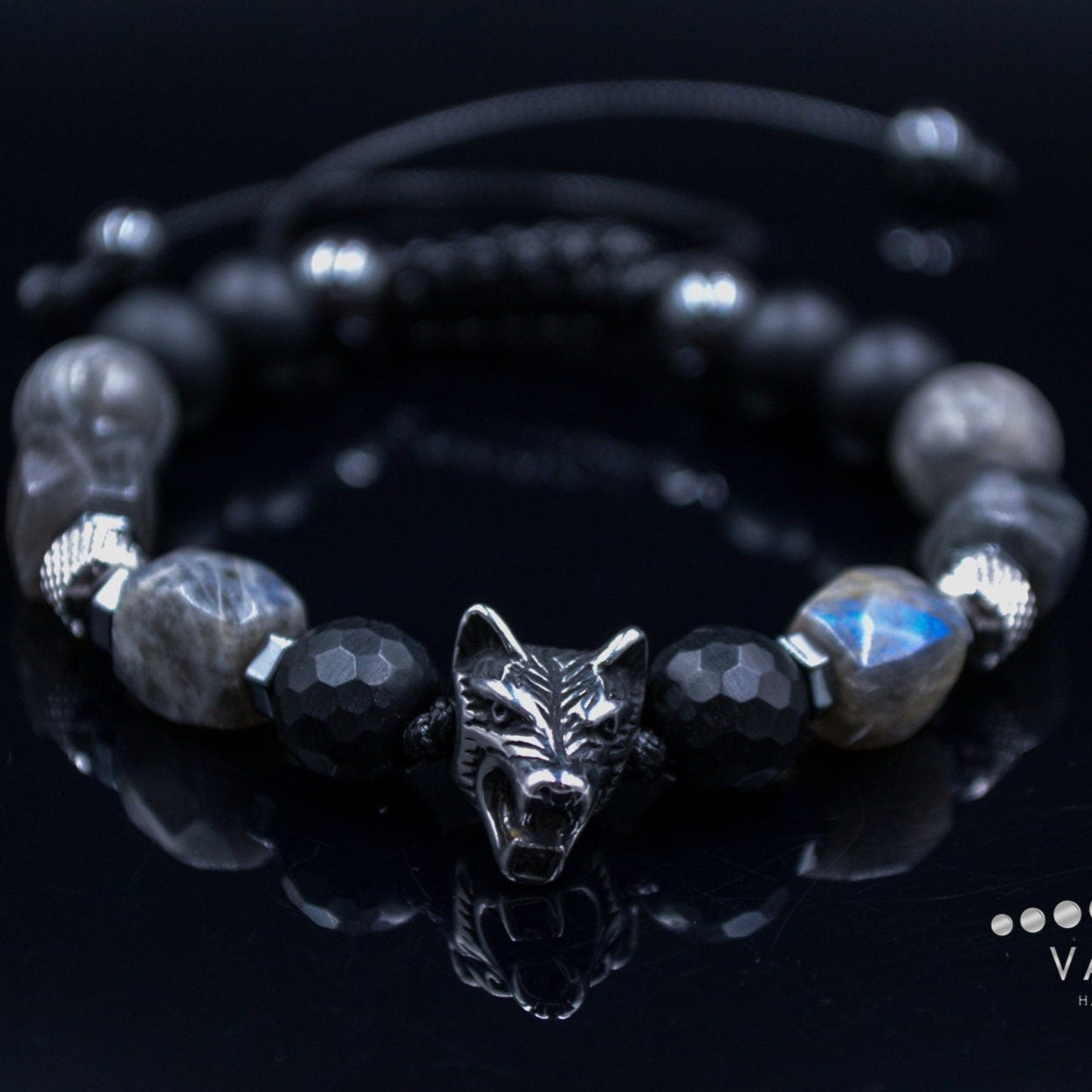 Men's Wolf Head Bead Bracelet Genuine Labradorite Bracelet Steel Beads Bracelet Gift for Man Black Onyx Bracelet Man Steel Bracelet - Shamballa Bracelet - Mantra Bracelet - Yoga Bracelet - Birthstone Bracelet - Gemstone Bracelet Men - Chakra Bracelet - Macrame Bracelet - Healing Bracelet - Gift for Father - Gift For Men - Valinde