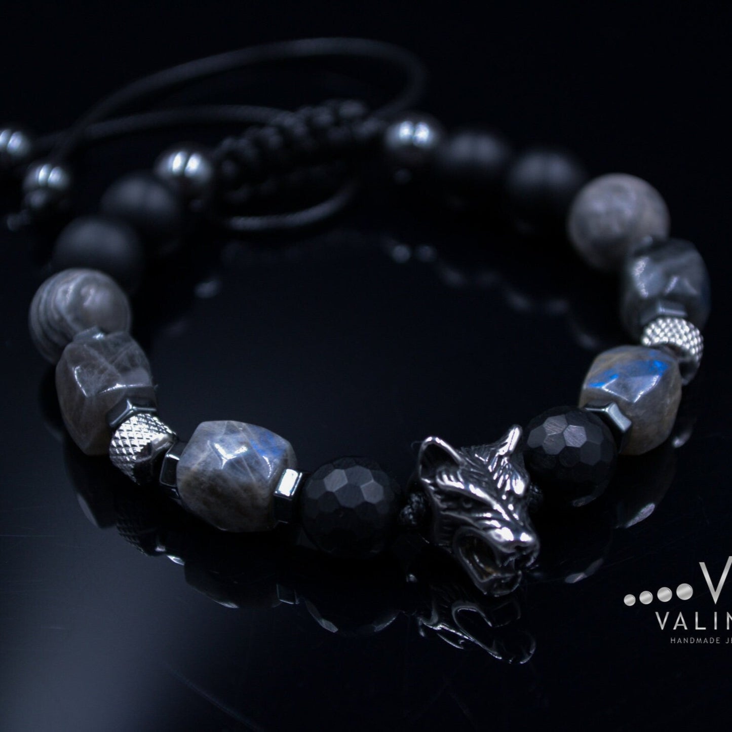 Men's Wolf Head Bead Bracelet Genuine Labradorite Bracelet Steel Beads Bracelet Gift for Man Black Onyx Bracelet Man Steel Bracelet - Shamballa Bracelet - Mantra Bracelet - Yoga Bracelet - Birthstone Bracelet - Gemstone Bracelet Men - Chakra Bracelet - Macrame Bracelet - Healing Bracelet - Gift for Father - Gift For Men - Valinde