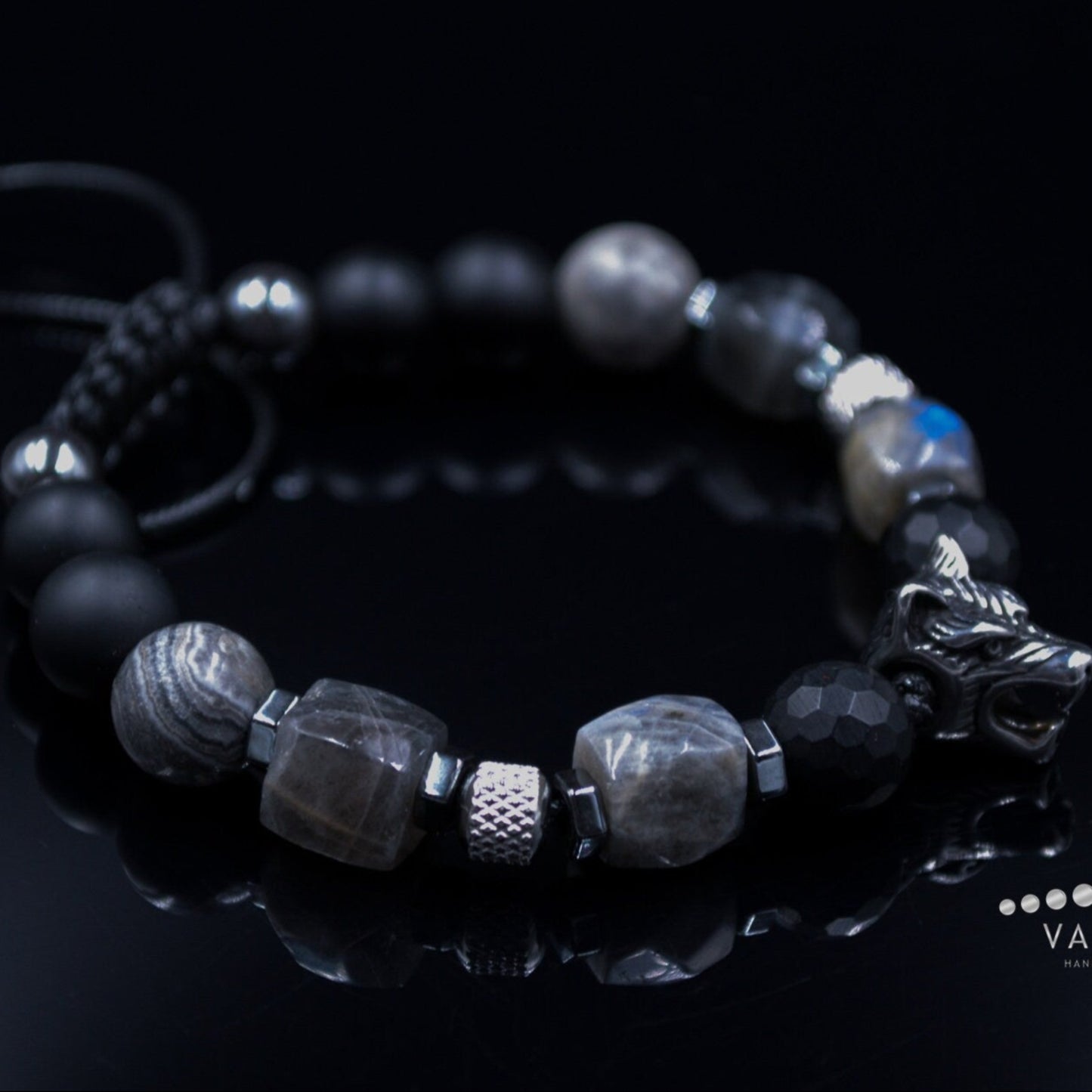 Men's Wolf Head Bead Bracelet Genuine Labradorite Bracelet Steel Beads Bracelet Gift for Man Black Onyx Bracelet Man Steel Bracelet - Shamballa Bracelet - Mantra Bracelet - Yoga Bracelet - Birthstone Bracelet - Gemstone Bracelet Men - Chakra Bracelet - Macrame Bracelet - Healing Bracelet - Gift for Father - Gift For Men - Valinde