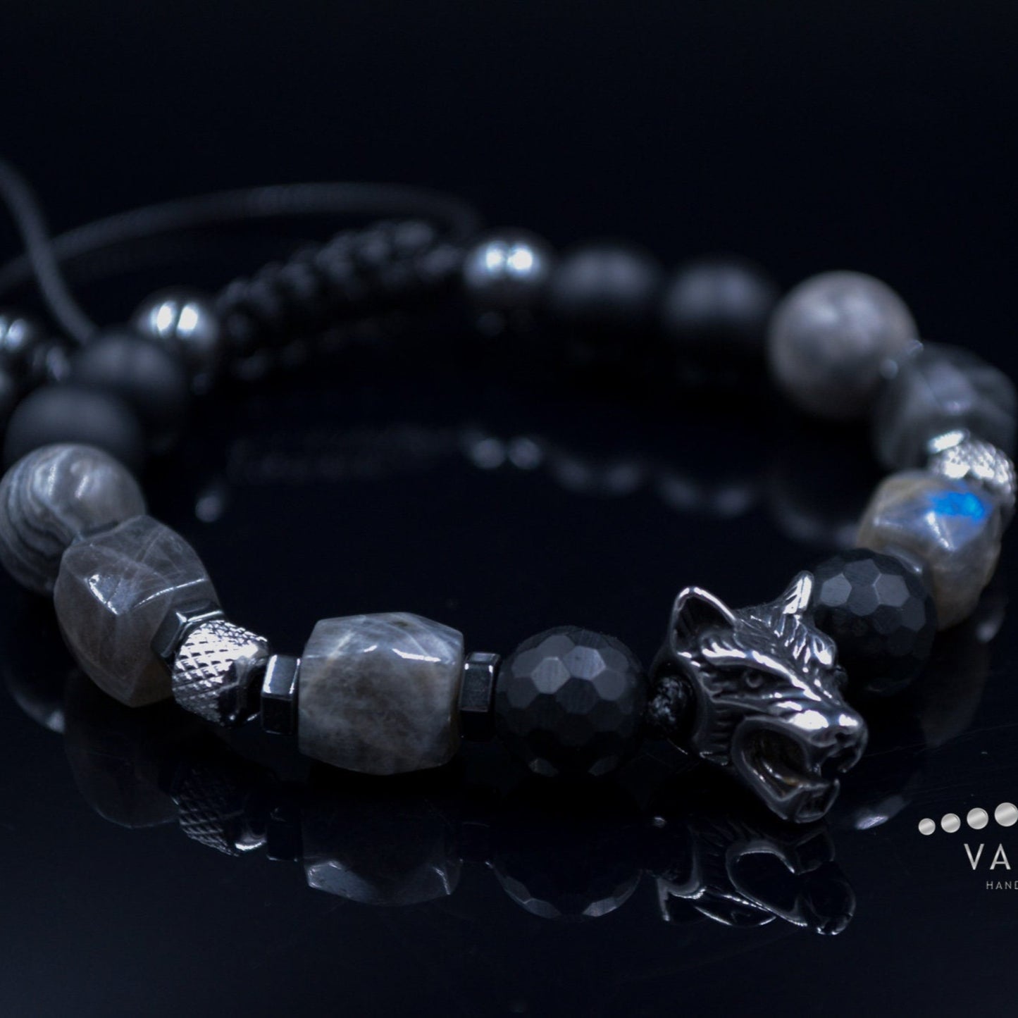 Men's Wolf Head Bead Bracelet Genuine Labradorite Bracelet Steel Beads Bracelet Gift for Man Black Onyx Bracelet Man Steel Bracelet - Shamballa Bracelet - Mantra Bracelet - Yoga Bracelet - Birthstone Bracelet - Gemstone Bracelet Men - Chakra Bracelet - Macrame Bracelet - Healing Bracelet - Gift for Father - Gift For Men - Valinde