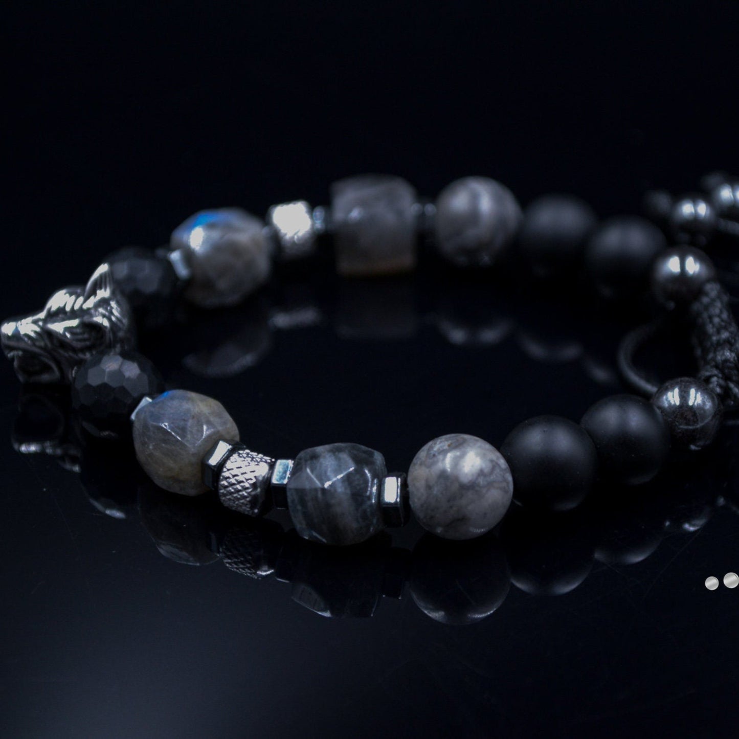 Men's Wolf Head Bead Bracelet Genuine Labradorite Bracelet Steel Beads Bracelet Gift for Man Black Onyx Bracelet Man Steel Bracelet - Shamballa Bracelet - Mantra Bracelet - Yoga Bracelet - Birthstone Bracelet - Gemstone Bracelet Men - Chakra Bracelet - Macrame Bracelet - Healing Bracelet - Gift for Father - Gift For Men - Valinde
