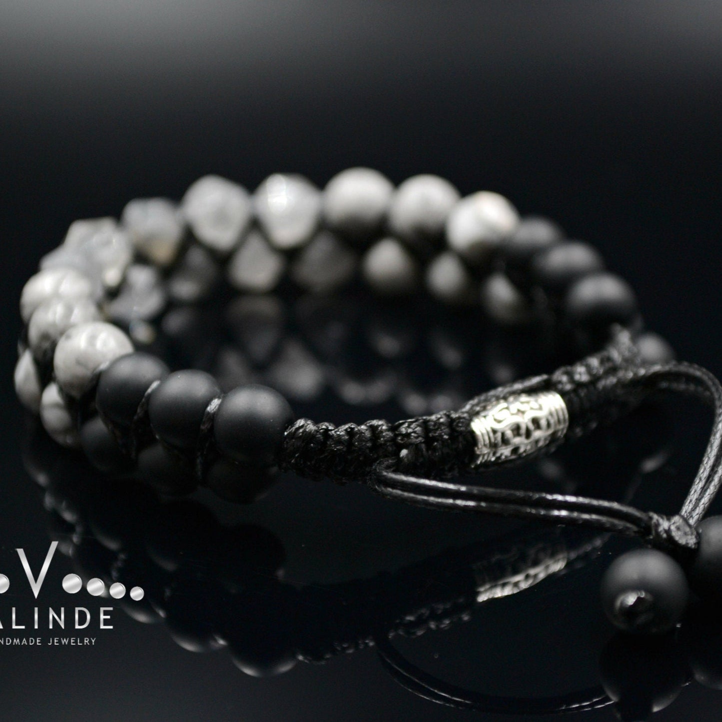 Men's Quartz Bracelet Double Macrame Bracelet Grey Jasper Bracelet Double Row Bracelet Onyx Stone Bracelet Crystal Bracelet Gift for Men - Shamballa Bracelet - Birthstone Bracelet - Gemstone Bracelet Men - Chakra Bracelet - Macrame Bracelet - Healing Bracelet - Valinde