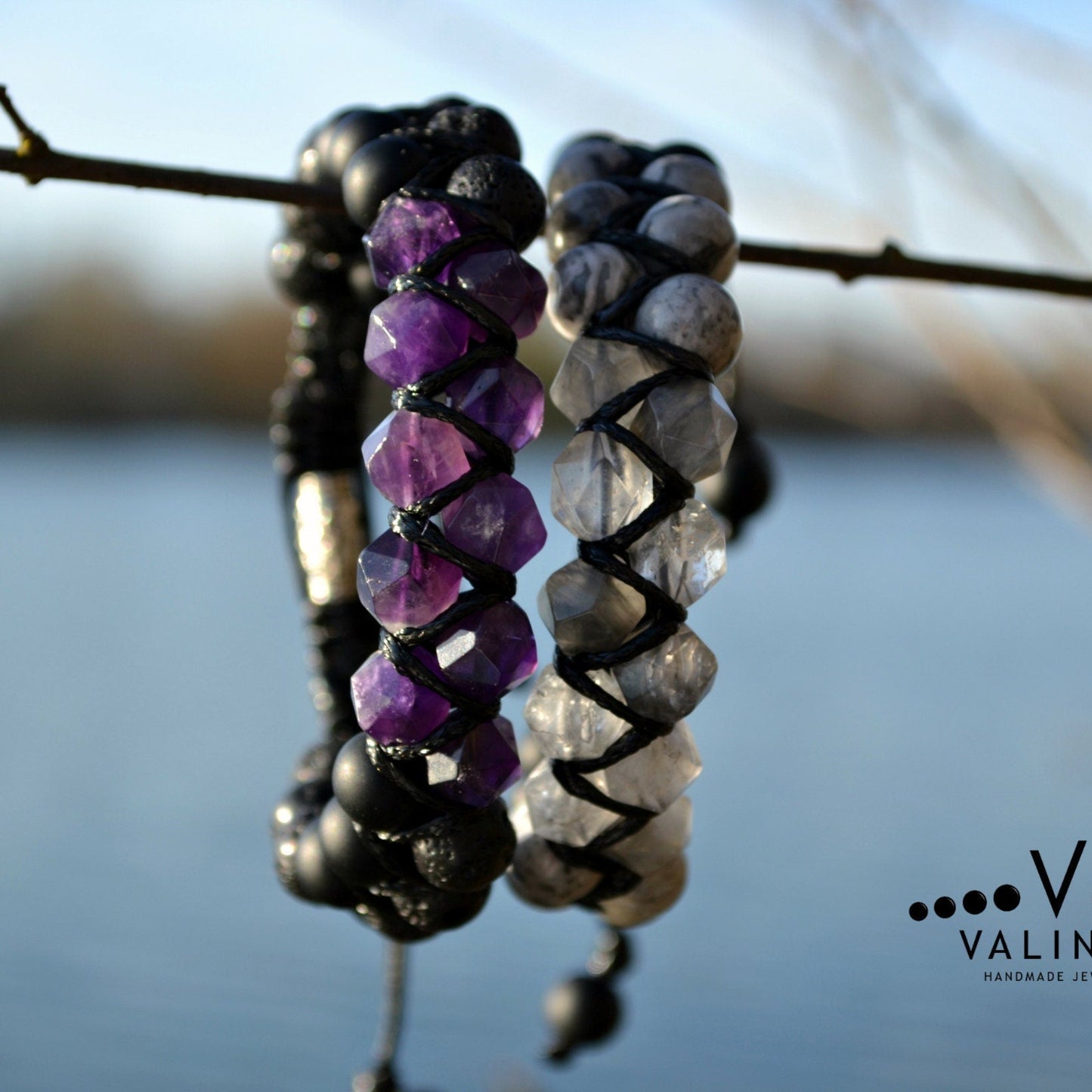 Men's Quartz Bracelet Double Macrame Bracelet Grey Jasper Bracelet Double Row Bracelet Onyx Stone Bracelet Crystal Bracelet Gift for Men - Shamballa Bracelet - Birthstone Bracelet - Gemstone Bracelet Men - Chakra Bracelet - Macrame Bracelet - Healing Bracelet - Valinde