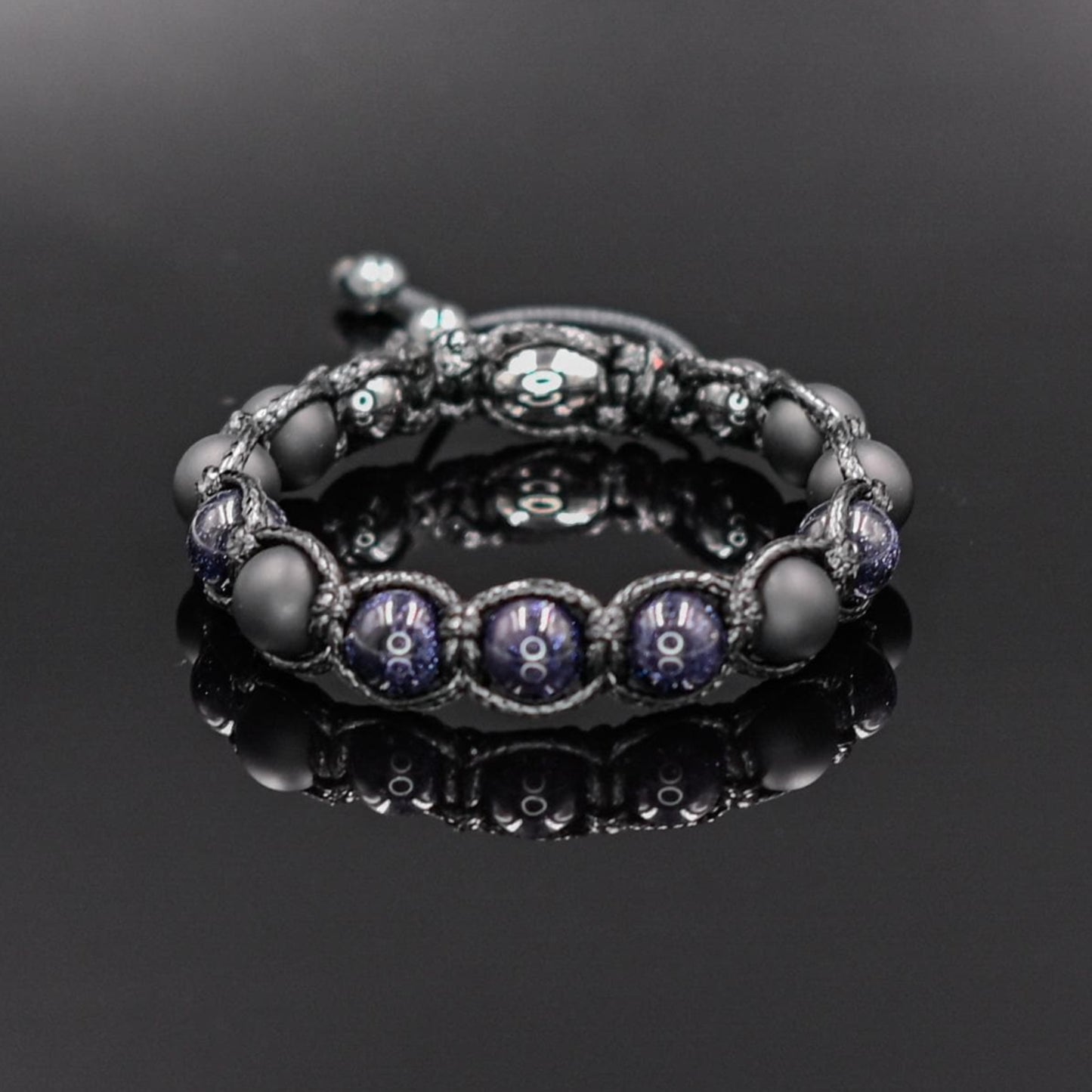 Men's Blue Sandstone Bracelet Beaded Bracelet Stone Bracelet Onyx Bracelet Gift for Men Macrame Bracelet Bead Bracelet Gift for Father- Shamballa Bracelet - Mantra Bracelet - Birthstone Bracelet - Gemstone Bracelet Men - Chakra Bracelet - Macrame Bracelet - Healing Bracelet - Valinde