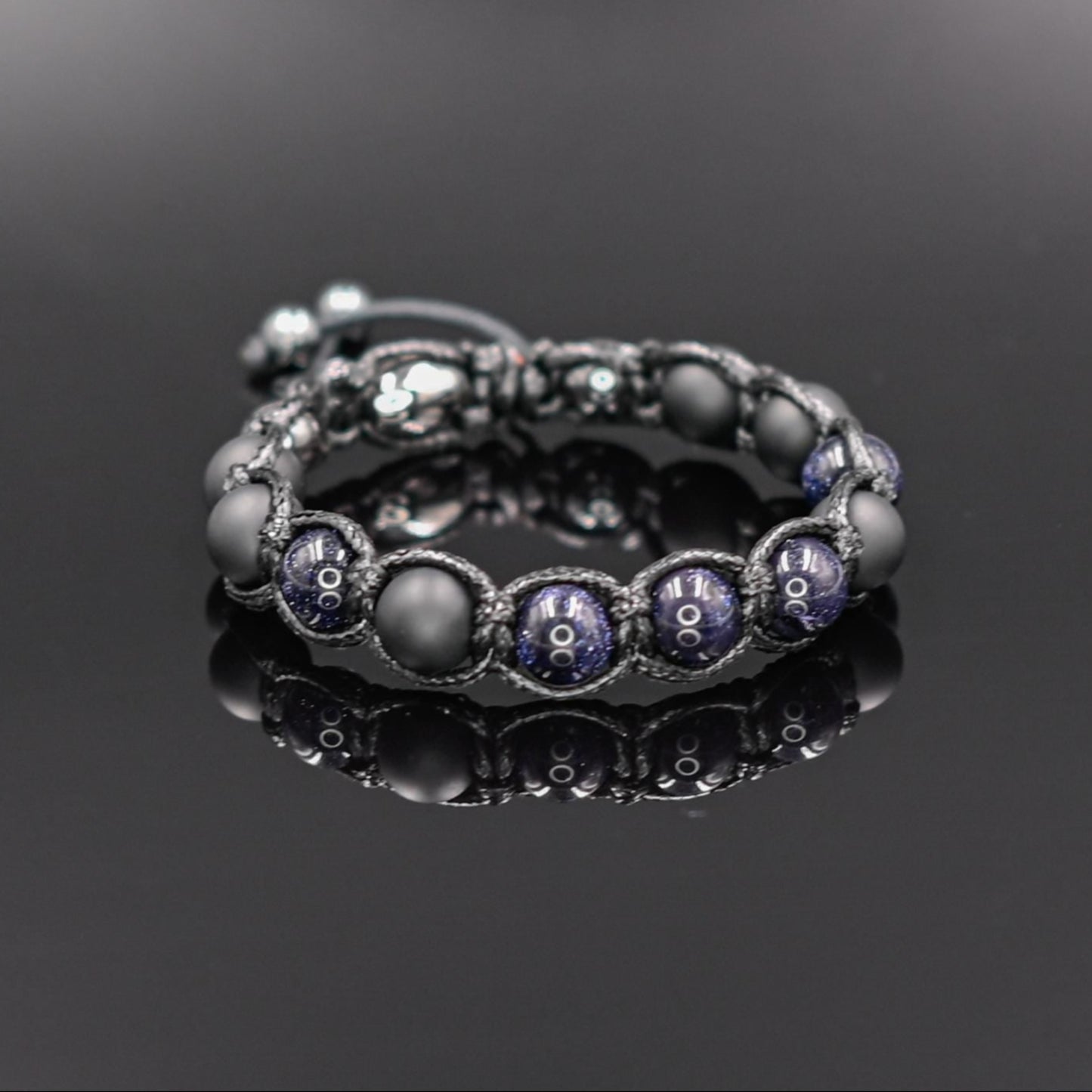 Men's Blue Sandstone Bracelet Beaded Bracelet Stone Bracelet Onyx Bracelet Gift for Men Macrame Bracelet Bead Bracelet Gift for Father- Shamballa Bracelet - Mantra Bracelet - Birthstone Bracelet - Gemstone Bracelet Men - Chakra Bracelet - Macrame Bracelet - Healing Bracelet - Valinde
