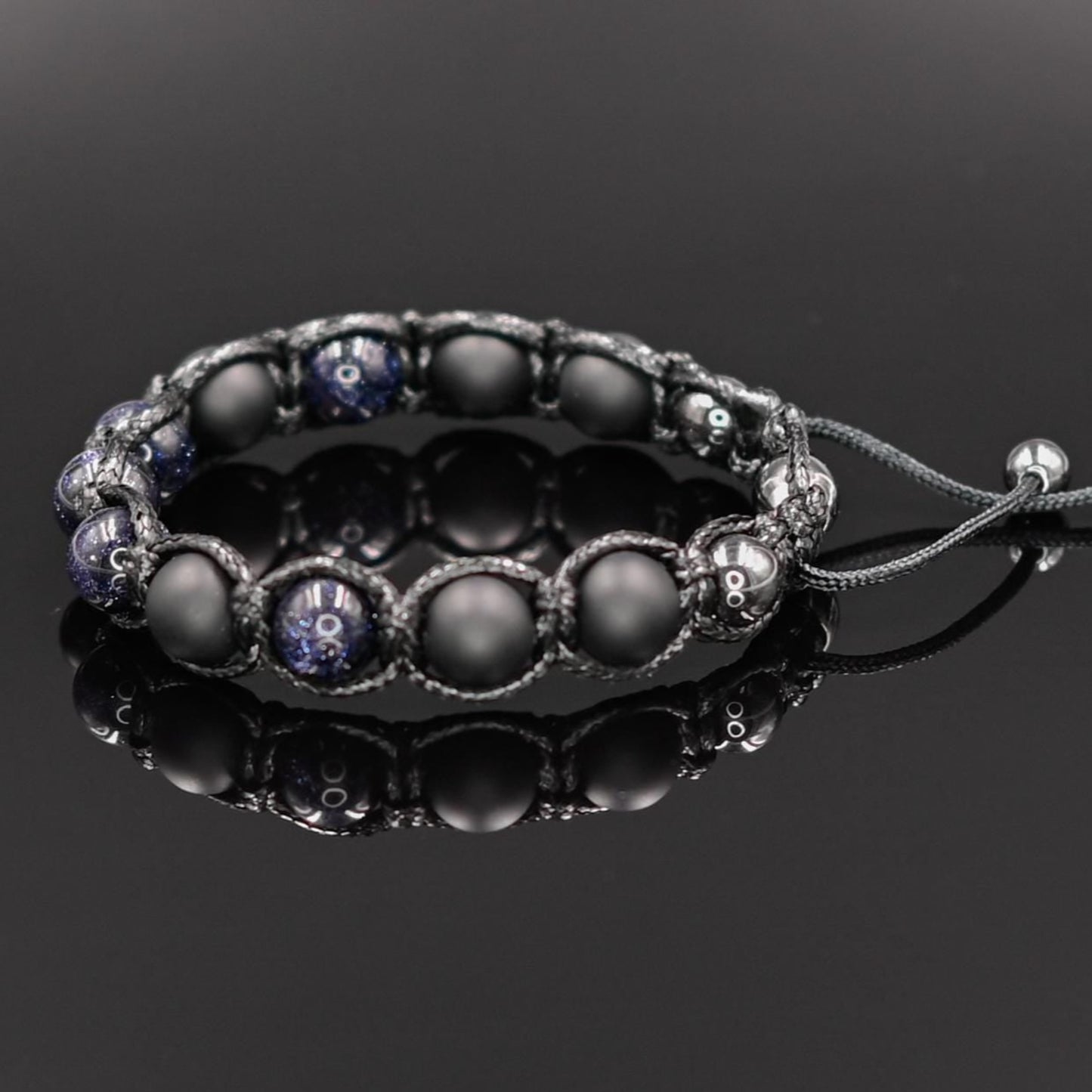 Men's Blue Sandstone Bracelet Beaded Bracelet Stone Bracelet Onyx Bracelet Gift for Men Macrame Bracelet Bead Bracelet Gift for Father- Shamballa Bracelet - Mantra Bracelet - Birthstone Bracelet - Gemstone Bracelet Men - Chakra Bracelet - Macrame Bracelet - Healing Bracelet - Valinde