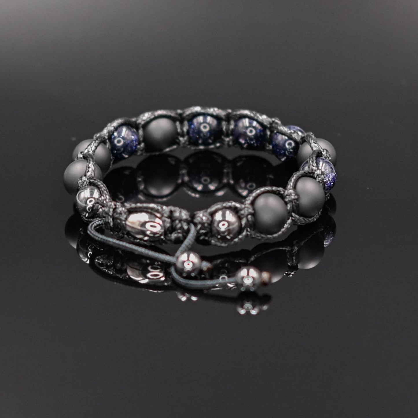 Men's Blue Sandstone Bracelet Beaded Bracelet Stone Bracelet Onyx Bracelet Gift for Men Macrame Bracelet Bead Bracelet Gift for Father- Shamballa Bracelet - Mantra Bracelet - Birthstone Bracelet - Gemstone Bracelet Men - Chakra Bracelet - Macrame Bracelet - Healing Bracelet - Valinde
